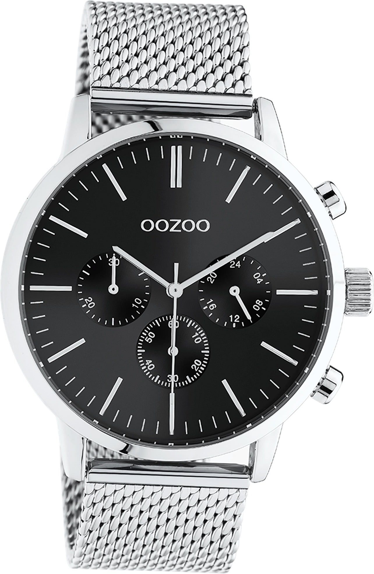 OOZOO Quarzuhr Oozoo Edelstahl Unisex Uhr 10913 Analog, Damen, Herrenuhr  Edelstahlarmband silber, rundes Gehäuse, groß (45mm)