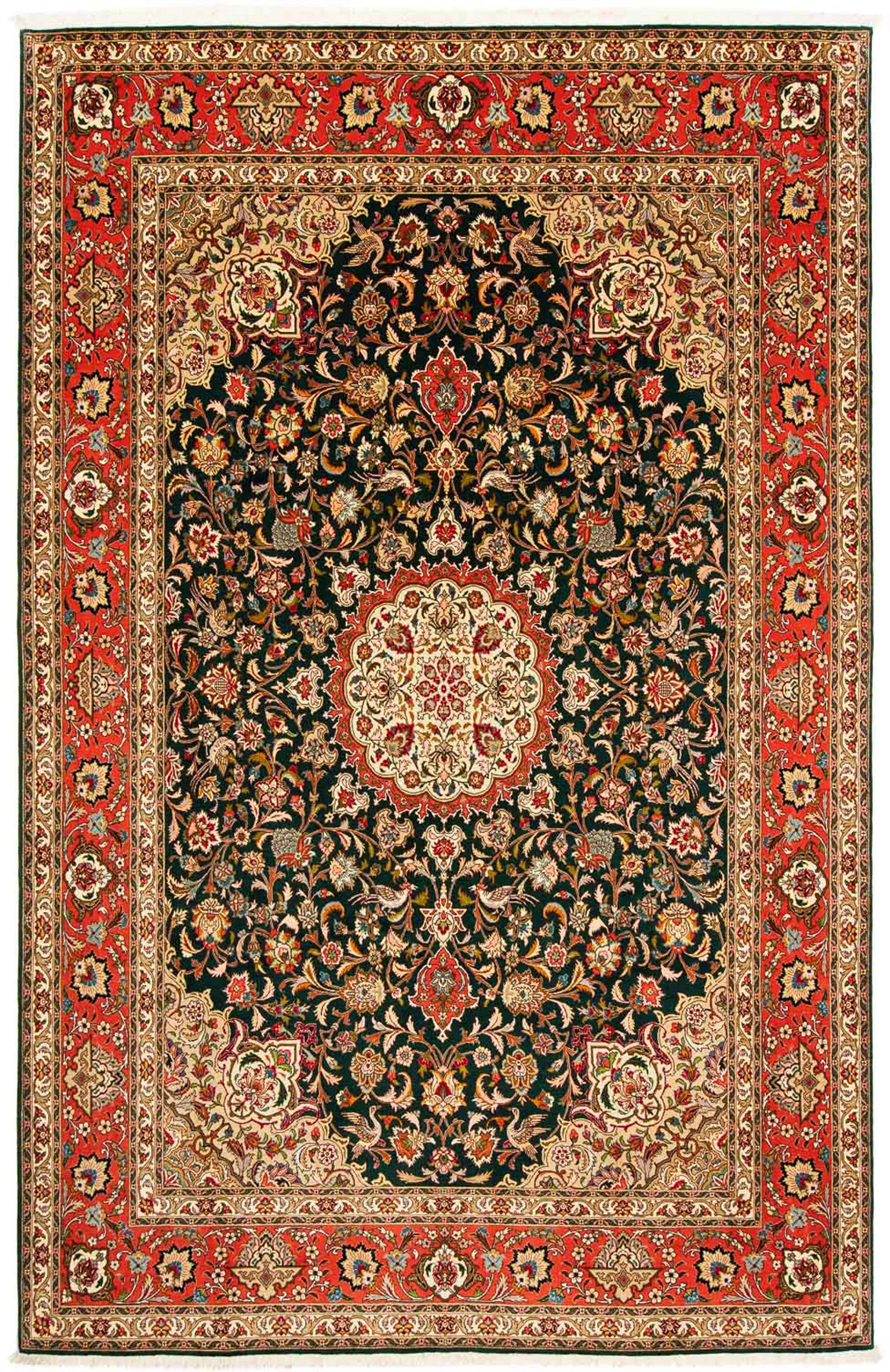 Orientteppich Perser - Täbriz - rot, 198 mit Einzelstück Zertifikat Höhe: - mm, x cm Wohnzimmer, morgenland, 7 295 Handgeknüpft, - Royal rechteckig