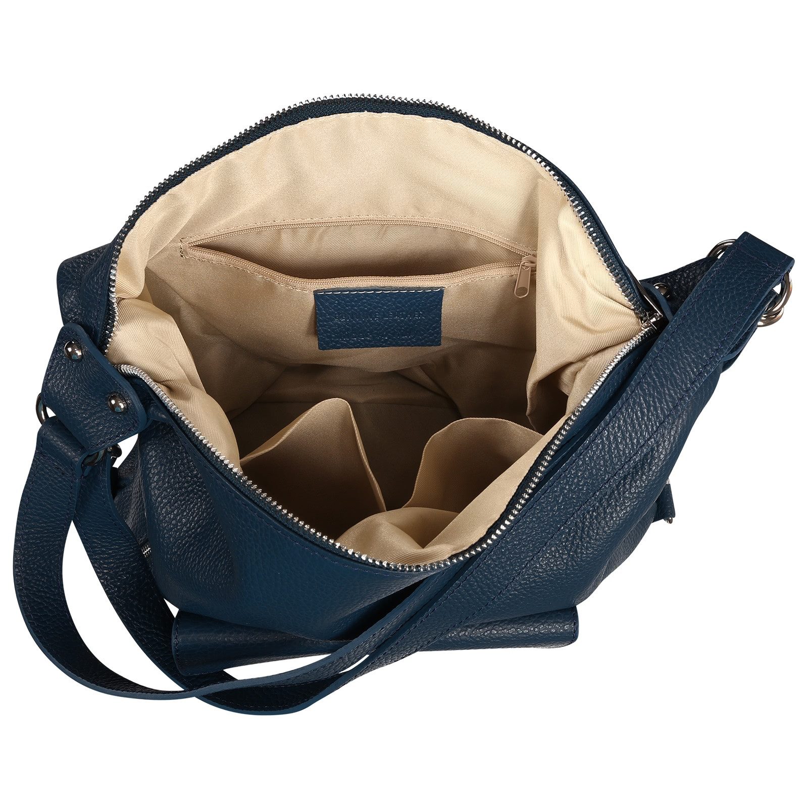 Toscanto Schultertasche Toscanto Tasche petrolblau (Schultertasche), Damen Schultertasche, Cityrucksack Leder, petrolblau ca. 38cm x 32cm – Bild 3 von 5