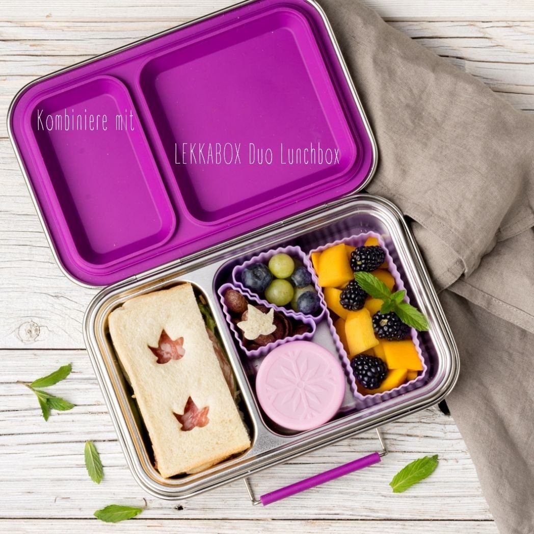 2er Mini 2er Zubehör Lunchbox - Dipper, Edelstahl Bento Set Soßen Behälter - Lavender Set, Box LEKKABOX