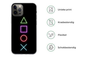 MuchoWow Handyhülle Gaming - Neon - Konsole - Schwarz - Controller - Gaming, Handyhülle Apple iPhone 12 Pro, Smartphone-Bumper, Print, Handy