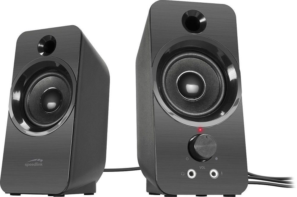 Speedlink DAROC Stereo Speakers, schwarz - PC-Lautsprecher (12 W, mit Kopfhöreranschluss, Anschluss über 2 Klinkenstecker)