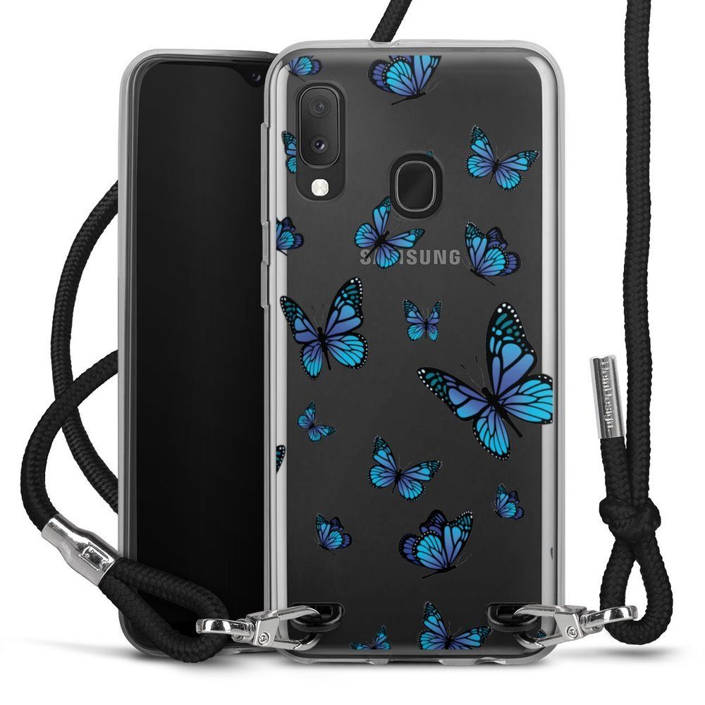 DeinDesign Handyhülle Schmetterling Muster transparent Butterfly Pattern  Transparent, Samsung Galaxy A20e Handykette Hülle mit Band Case zum Umhängen