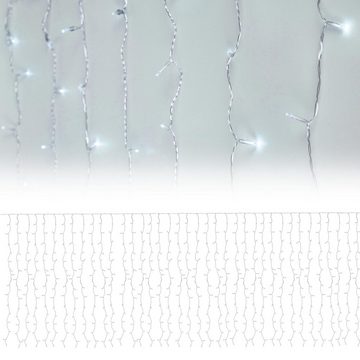 ECD Germany LED-Lichtervorhang LED Lichtervorhang 2m kaltweiß mit 240 LED aus PVC