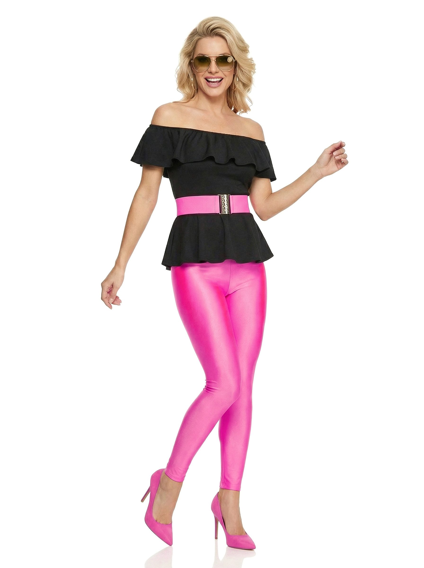 JADEO Kostüm 80er Retrokostüm für Damen pink-schwarz