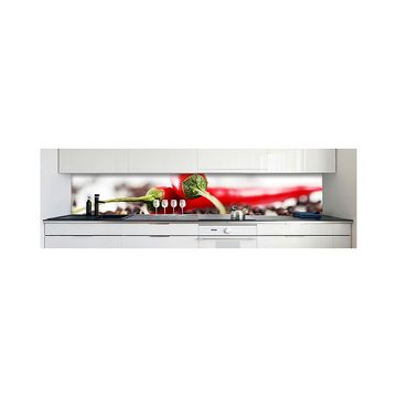 DRUCK-EXPERT Küchenrückwand Küchenrückwand Chilli Pfeffer Hart-PVC 0,4 mm selbstklebend