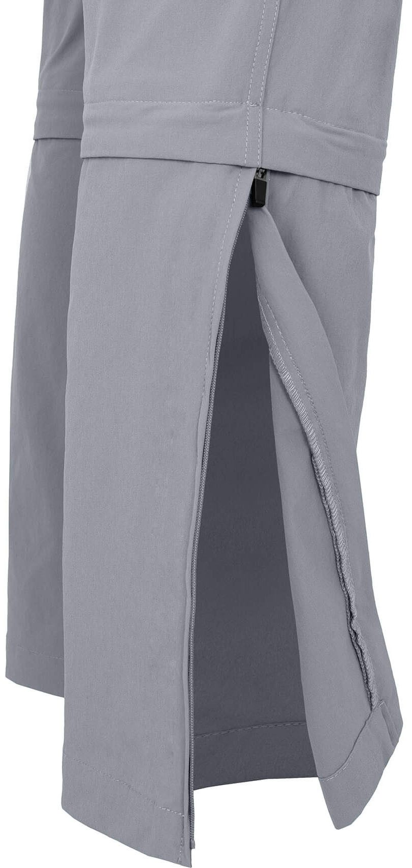 Bergson Outdoorhose QUEENSLAND Doppel Zipp-Off mit T-ZIPP Herren Wanderhose, vielseitig, pflegeleicht, Kurzgrößen, hellgrau