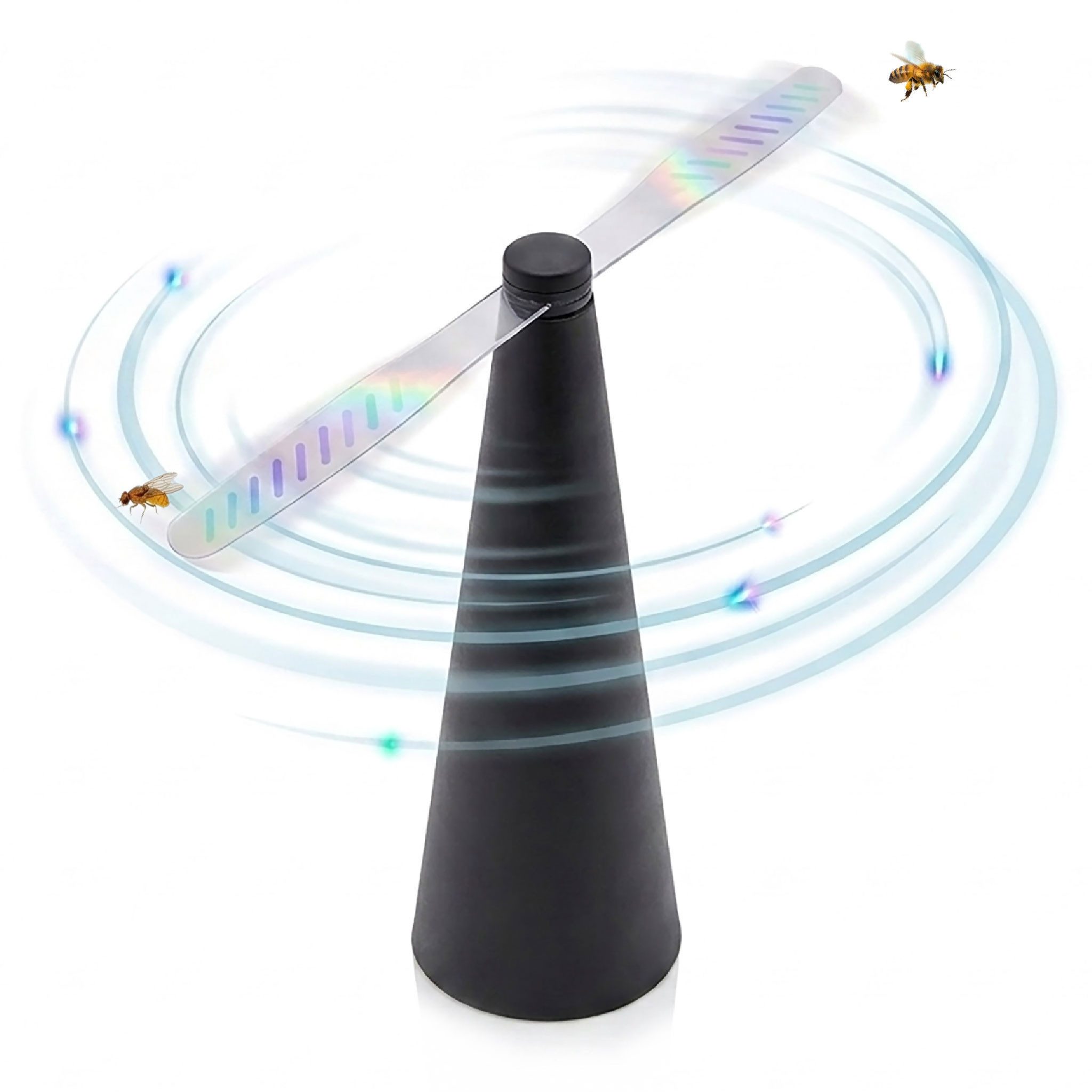 Spetebo Insektenabwehrgerät Fliegenwedler schwarz Insekten Abwehr Ventilator, Anzahl 1-tlg., Stück, Batterie betrieben