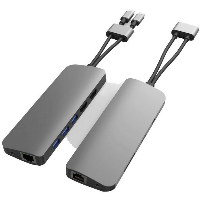 Hyper Laptop-Dockingstation VIPER 10-in-2 USB-C Hub Grey integrierter Kartenleser