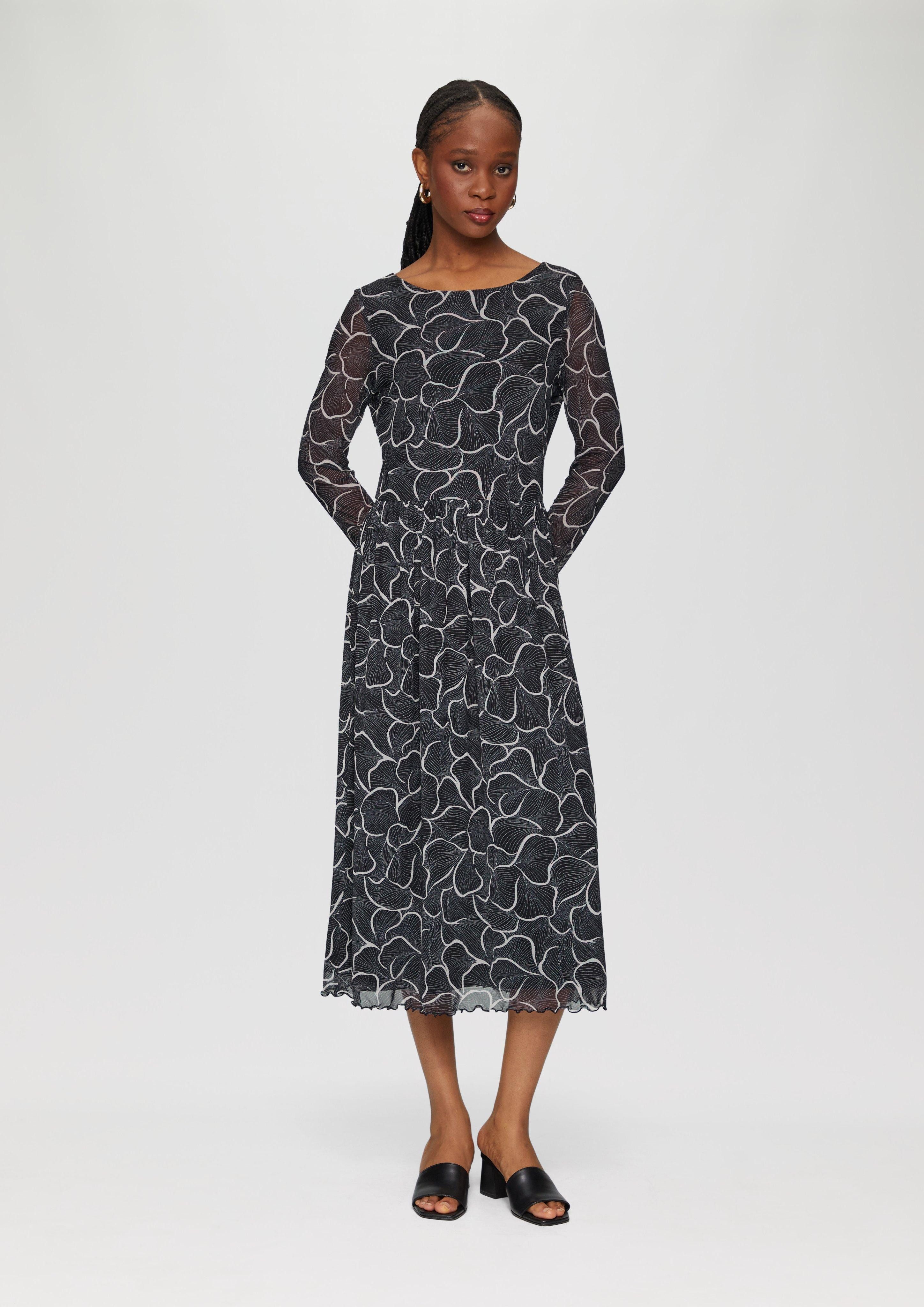 Maxikleid Mesh-Kleid mit U-Boot-Ausschnitt