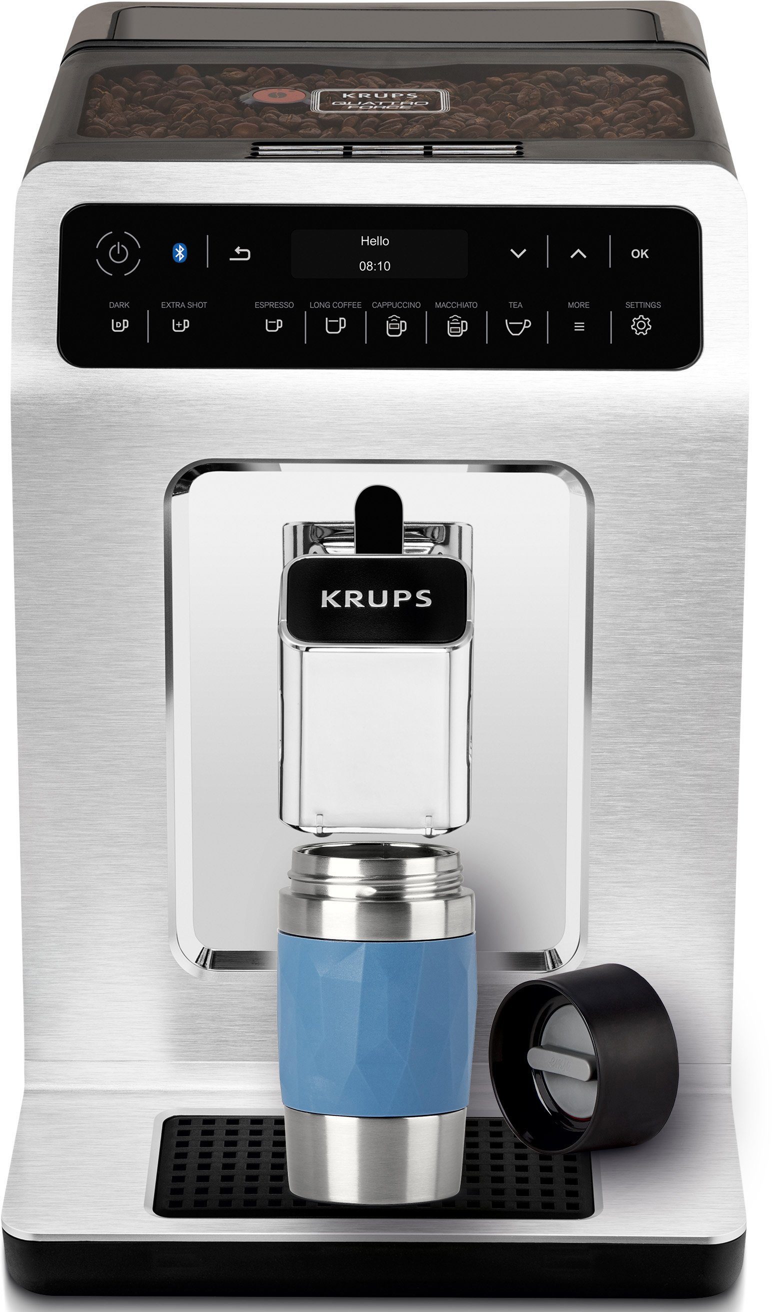 Emsa Thermobecher Travel Mug Compact, Edelstahl, Kunststoff, Silikon, 0,3L, Edelstahl, 3h warm/6h kalt, 360°Trinköffnung, spülmaschinenfest