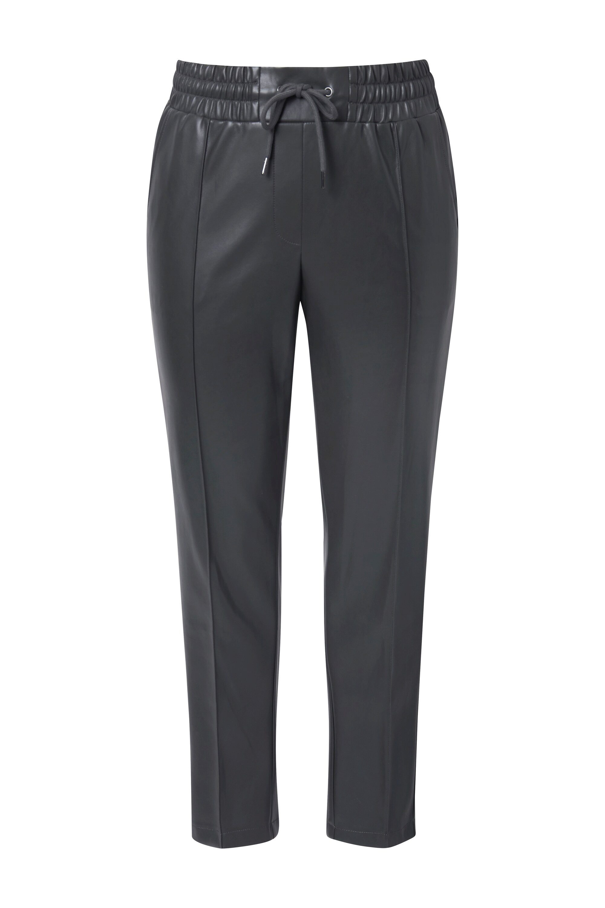 Ulla Popken Schlupfhose 7/8-Hose Lederoptik Biesen Elastikbund günstig online kaufen