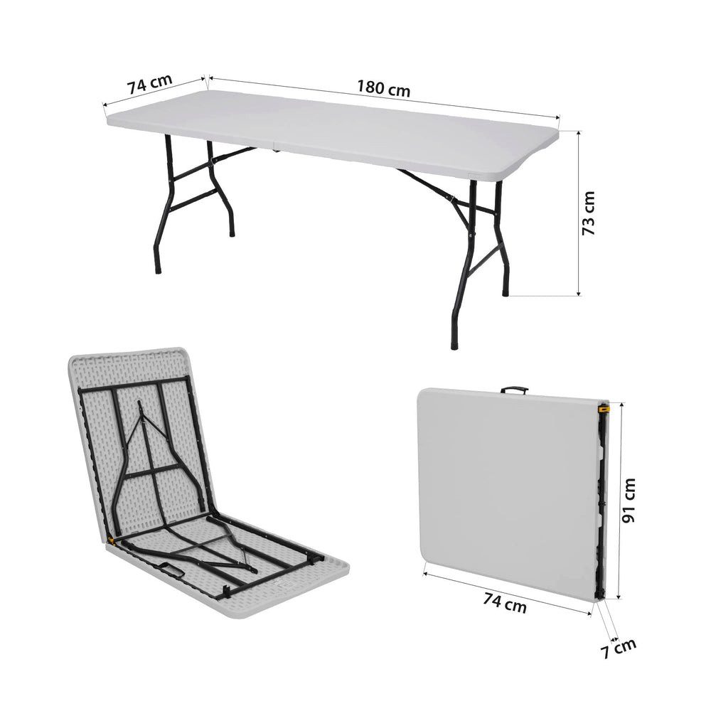 NILS CAMP Klapptisch Campingtisch Buffettisch (Spar-Set, 1-St., 180 x 74 x 73 cm klappbar), klappbar, Tragegriff, bis 150 kg, wetterfest