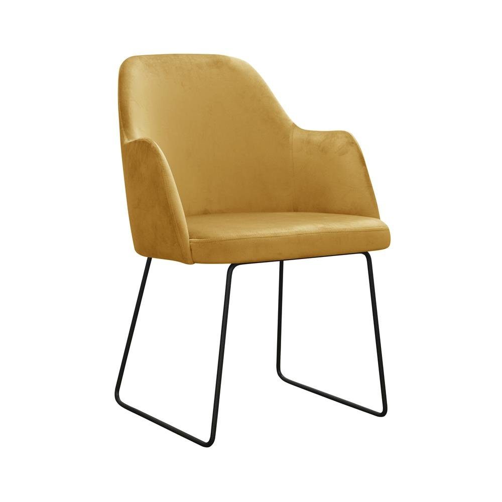 JVmoebel Stuhl, Moderne Stühle Garnitur Polster Grau Gruppe Armlehne Design Gelb 6 Lehnstühle Set