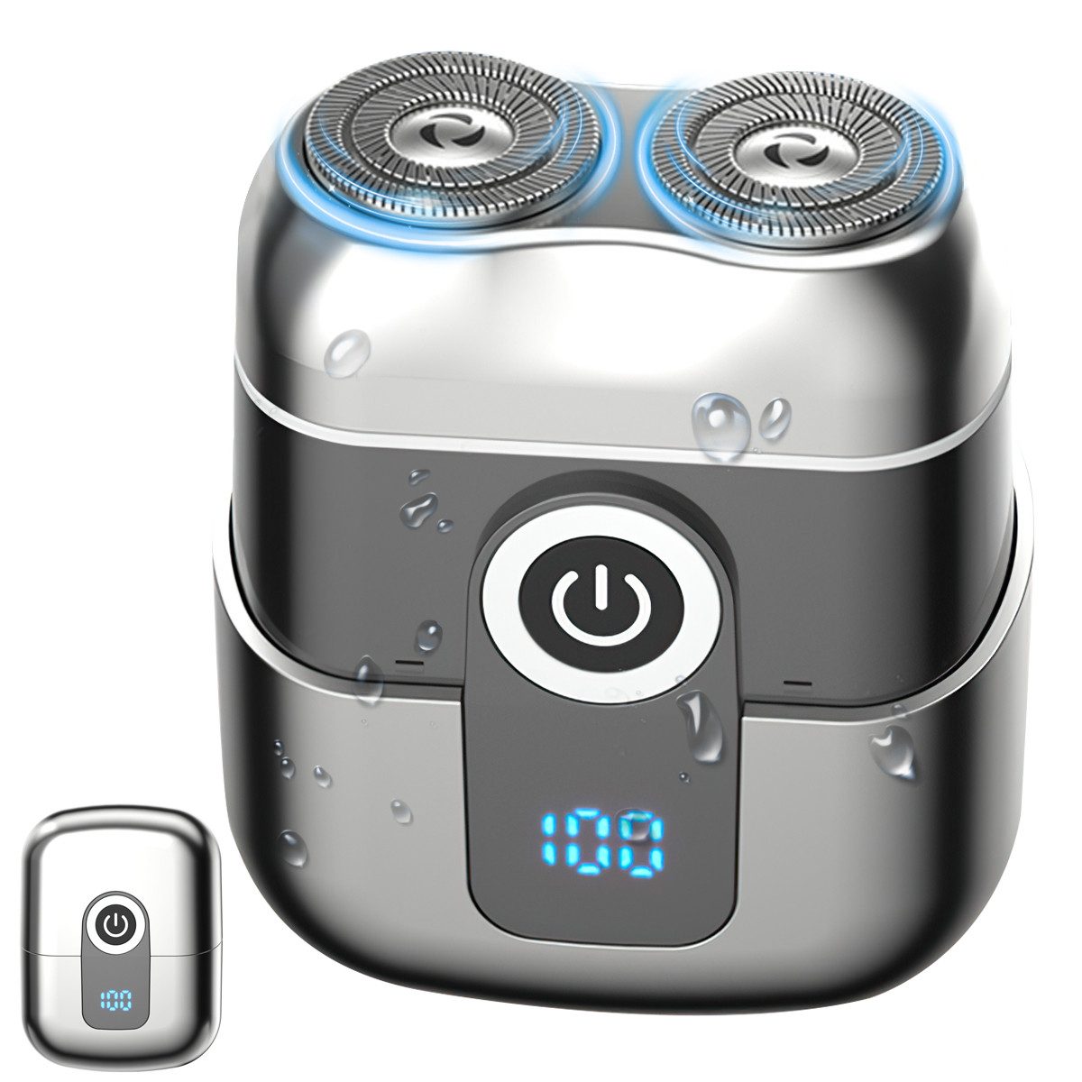 MOPUEA Elektrorasierer Elektrorasierer Shaver series Mini Rasierer für Herren mit Led Anzeige, Digitaler Doppelkopf Rasierer für Herren Typ-c Schnellaufladung, Mini portable, für Hause büro geschaeftsreise Reisen