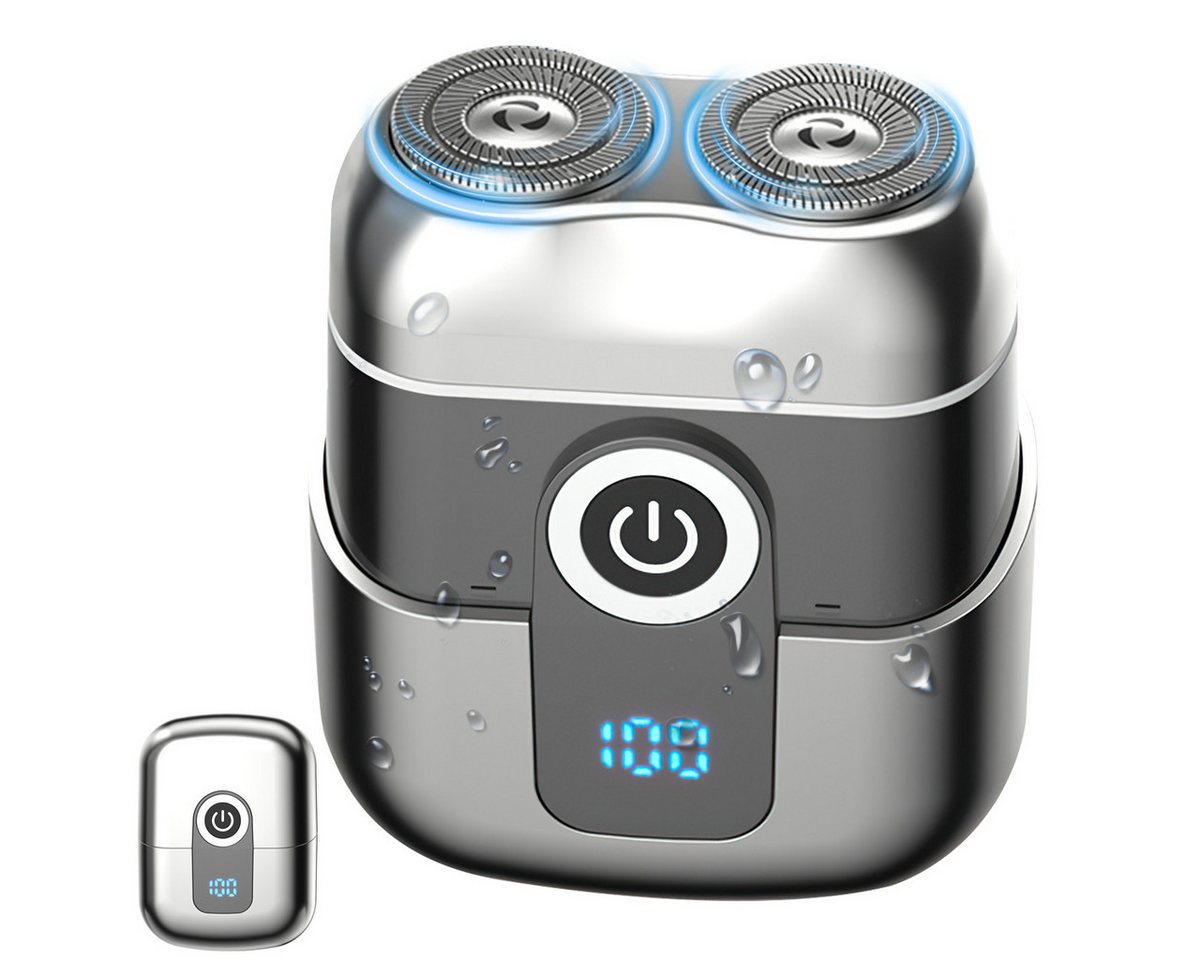 MOPUEA Elektrorasierer Elektrorasierer Shaver series Mini Rasierer für Herren mit Led Anzeige, Digitaler Doppelkopf Rasierer für Herren Typ-c Schnellaufladung, Mini portable, für Hause büro geschaeftsreise Reisen