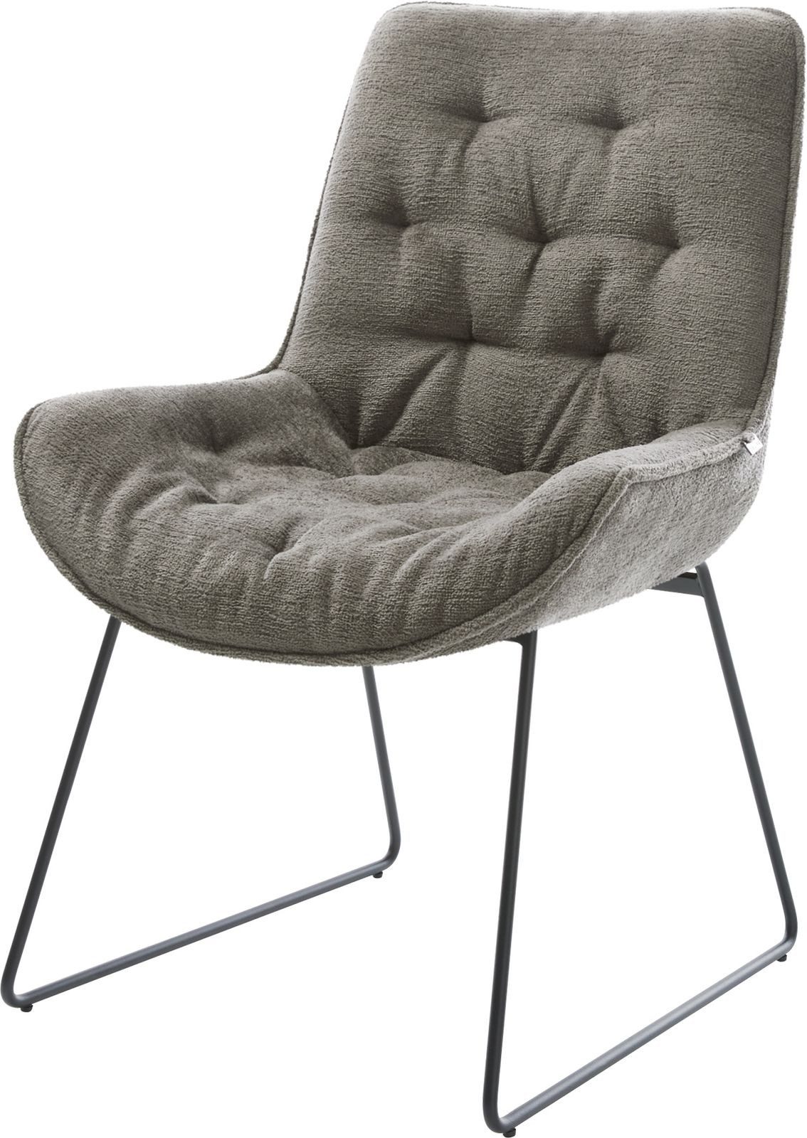 DELIFE Polsterstuhl Taimi-Flex, Kufengestell Schwarz Bouclé günstig online kaufen