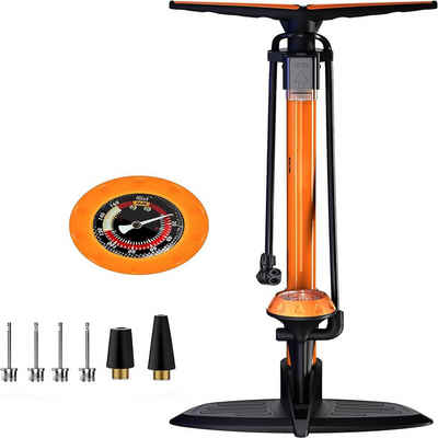 yozhiqu Fußpumpe Fahrradpedalpumpe mit Manometer– mit hohem Druck bis zu 160 psi, mit Presta- und Schrader-Ventilen,ragbare Luftpumpe für Rennrad, MTB