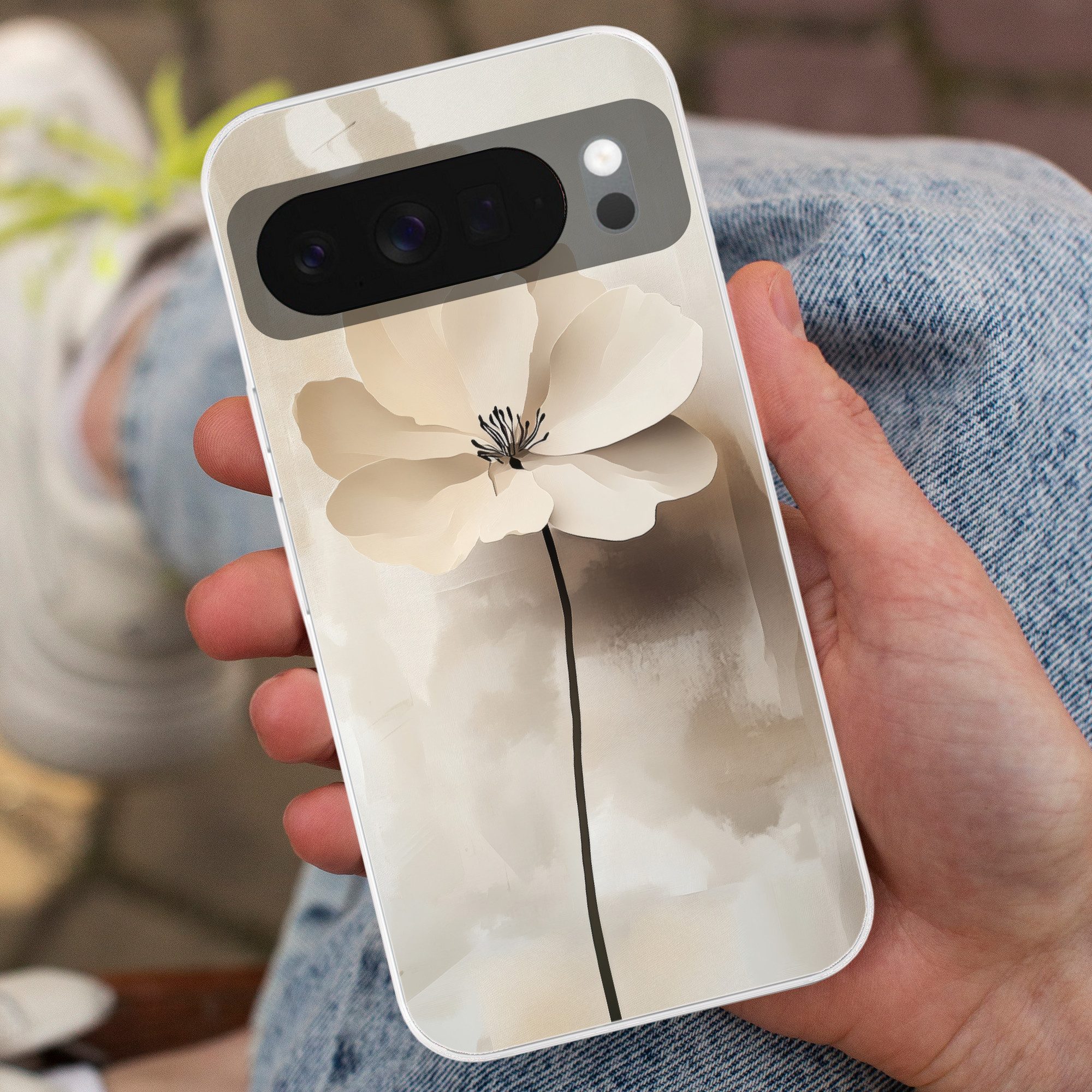 MuchoWow Handyhülle für Google Pixel 10 Pro XL Blume - Beige - Farbe - Schatten, Phone Case, Silikon, Schutzhülle Dünn