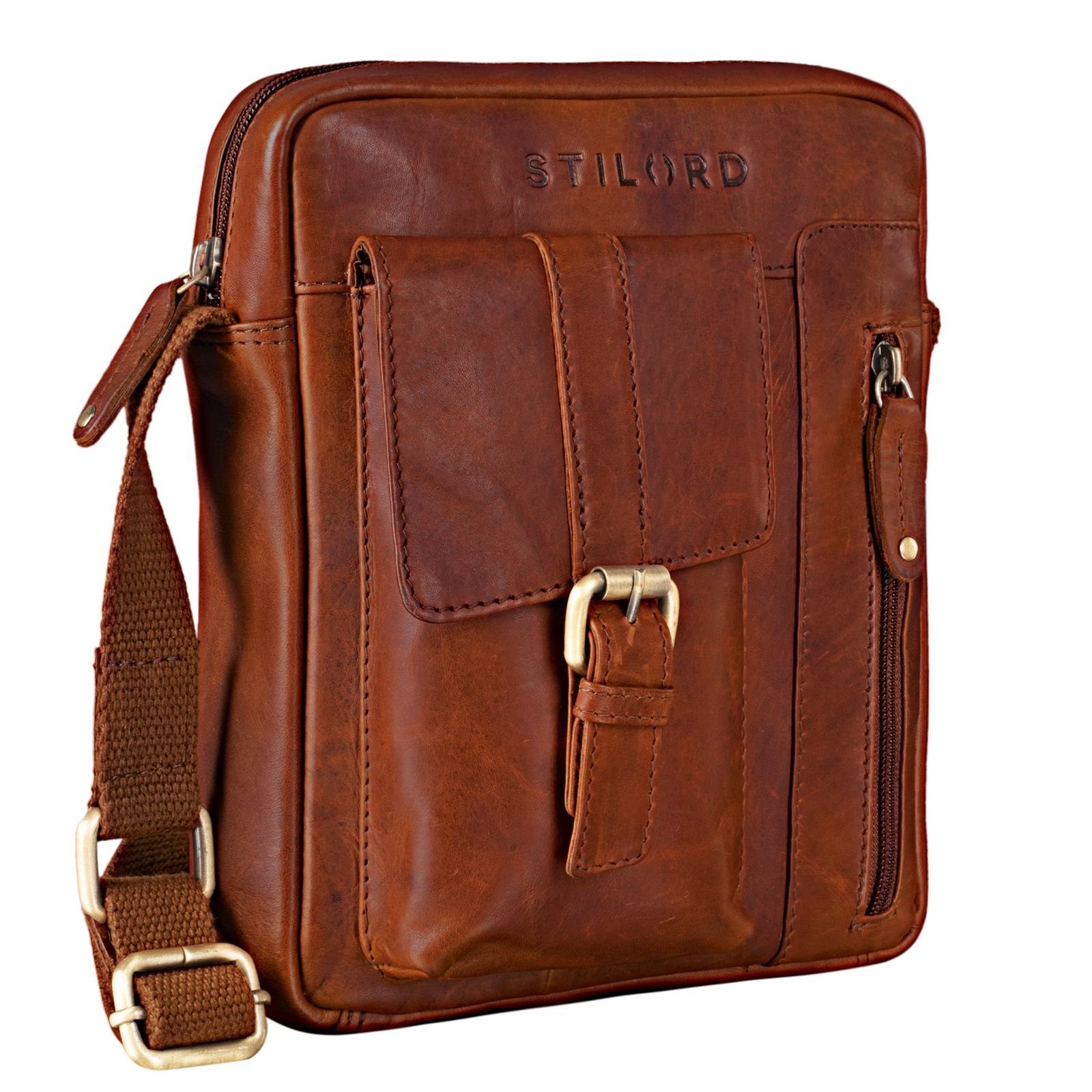 Schultertasche "Kendrick" Herren Umhängetasche Leder klein