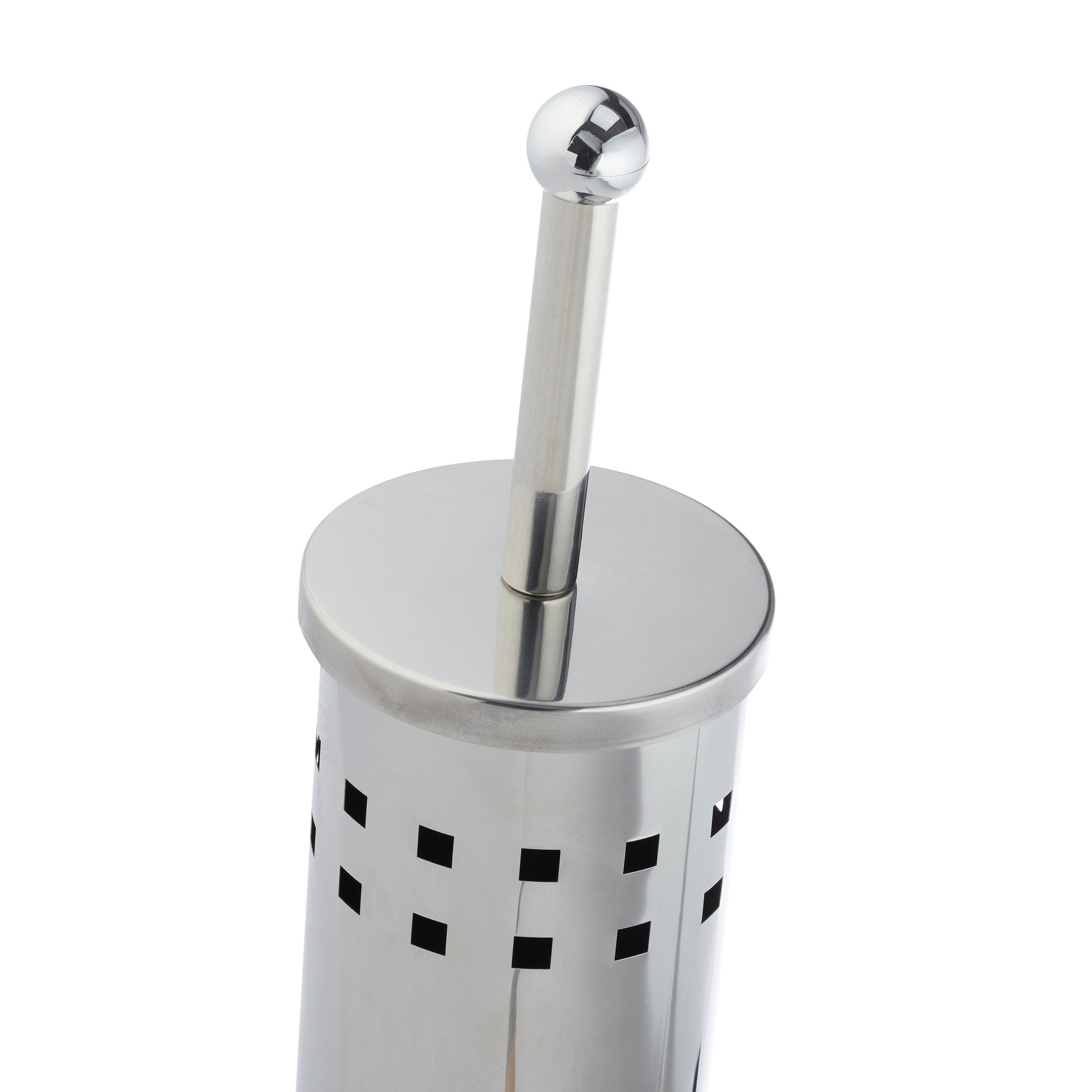 relaxdays Badezimmer-Set WC Garnitur aus Edelstahl rund