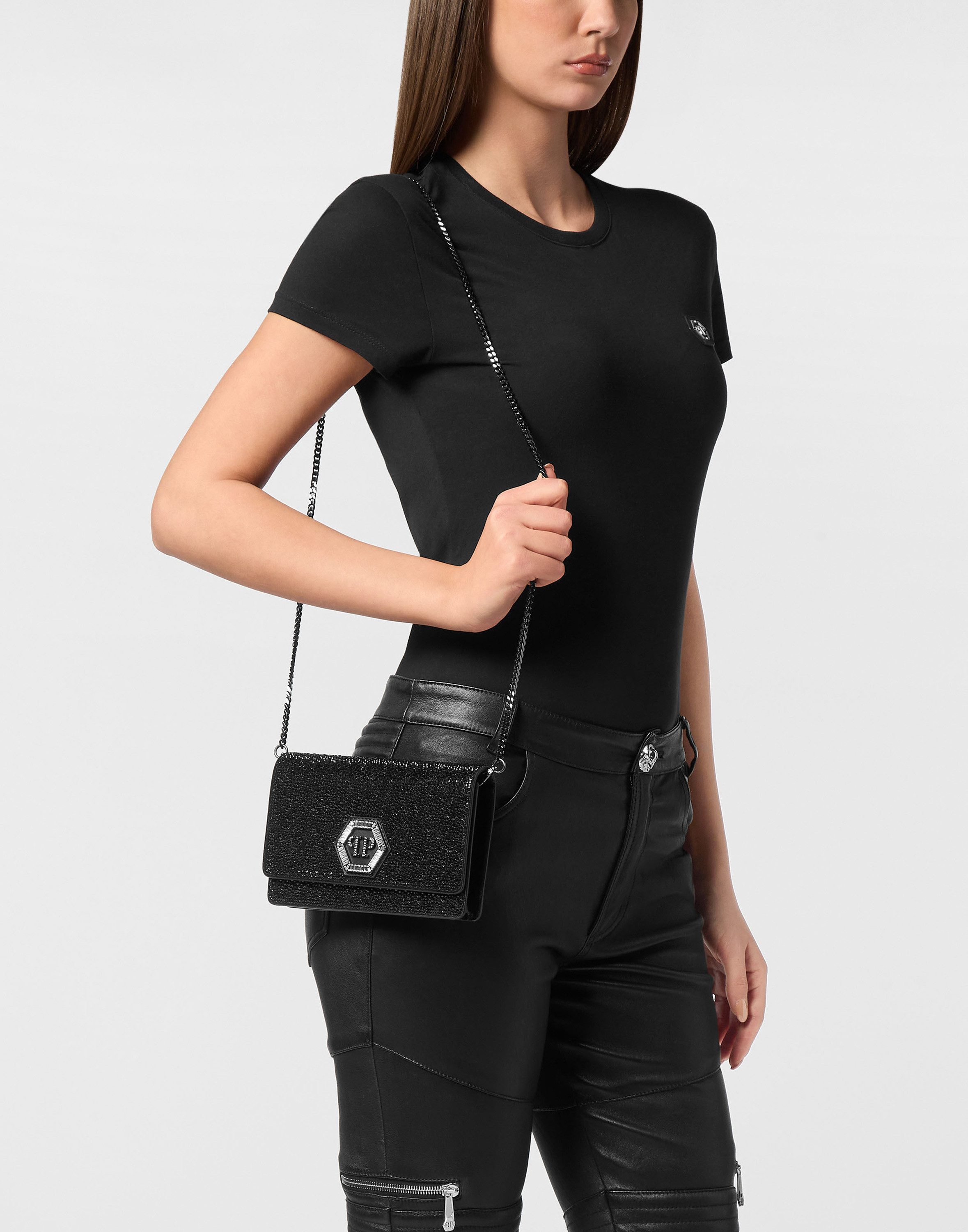 PHILIPP PLEIN Schultertasche Hexagon Mit Schmucksteinen