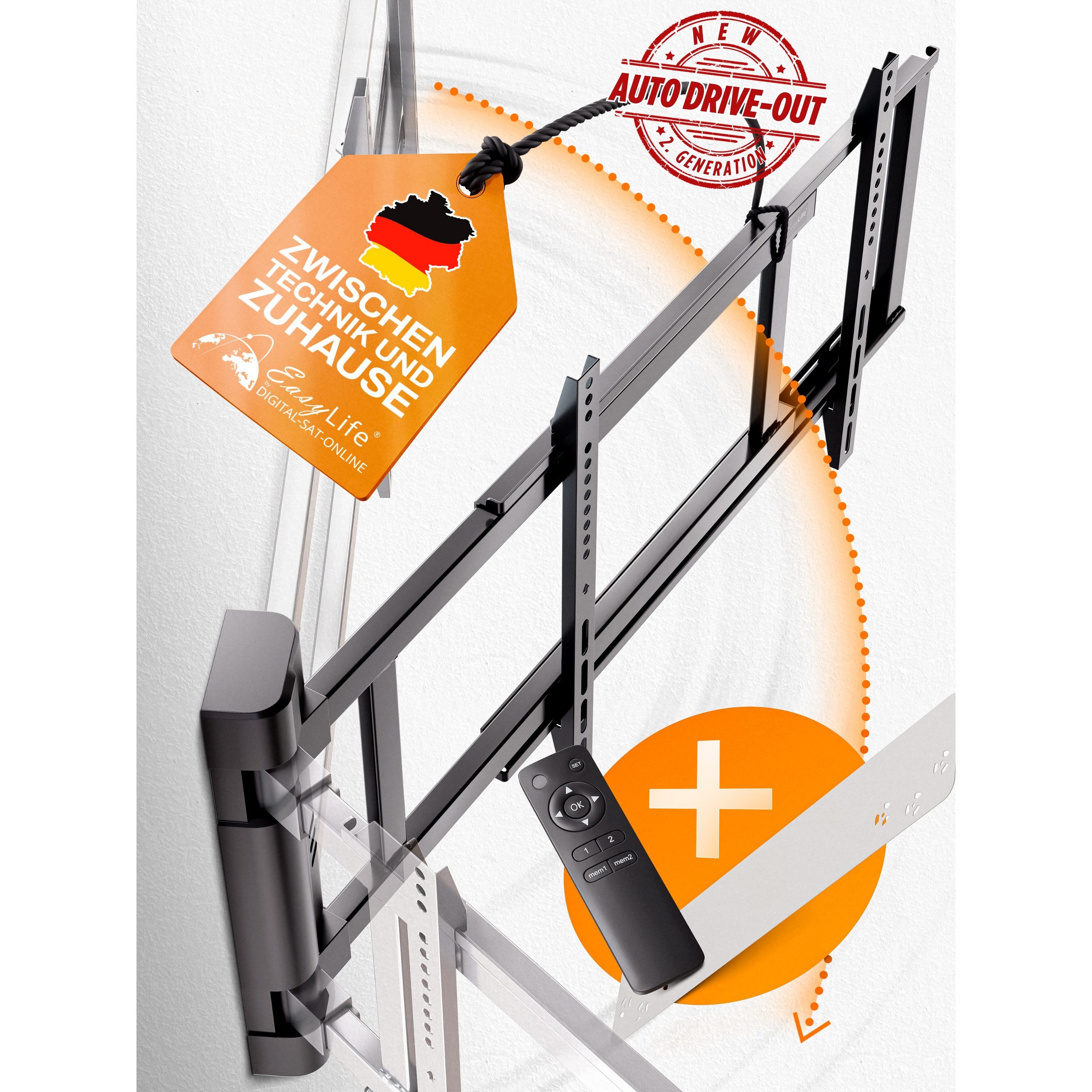EasyLife TV-Wandhalterung EasyLife elektrische TV Wandhalterung mit Auto Drive-out, 32–75 Zoll, (bis 75 Zoll, Schwenkbar, Auto Drive-out Funktion)