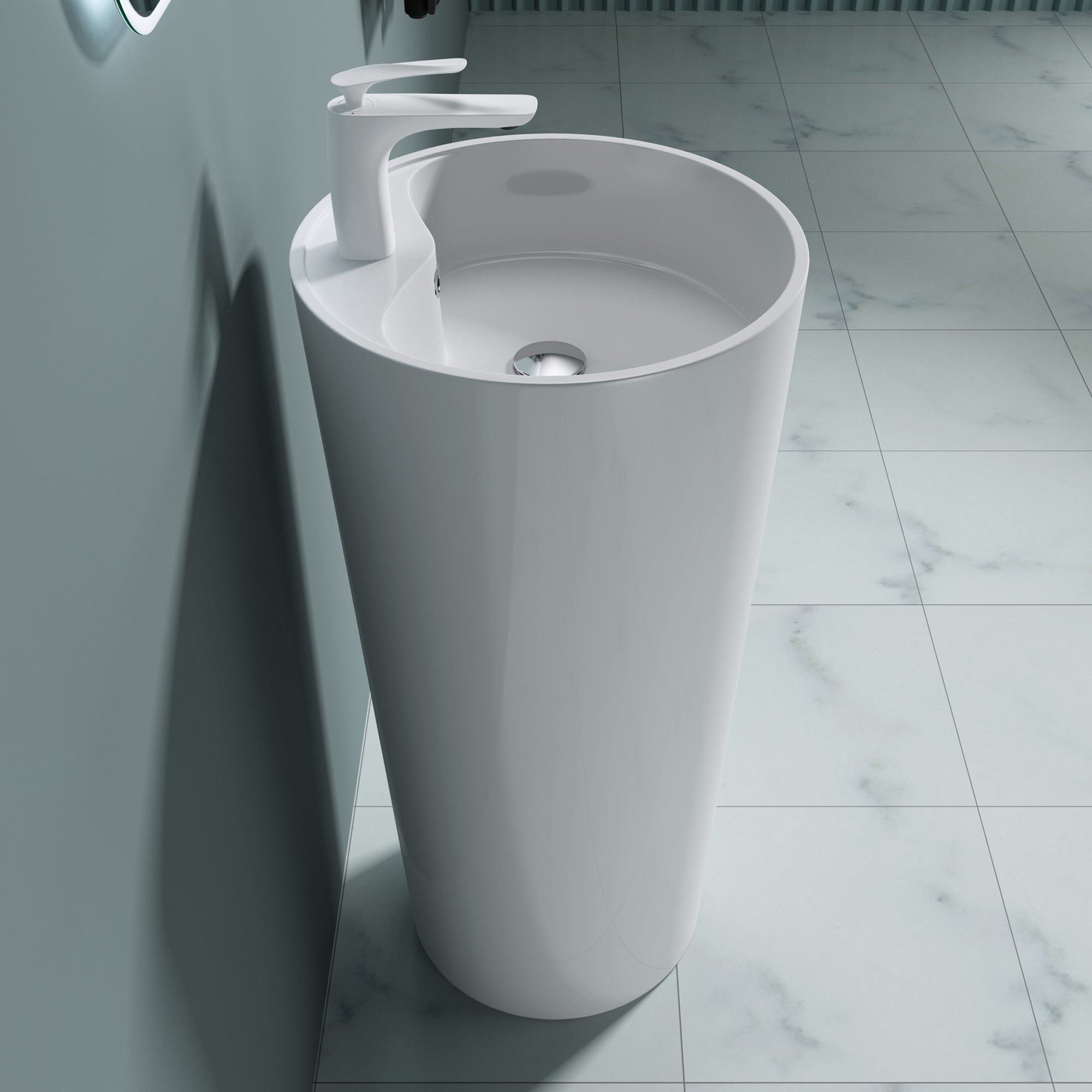 doporro Waschbecken Standwaschbecken Aufsatzwaschbecken 45x45x90cm aus Mineral Col35
