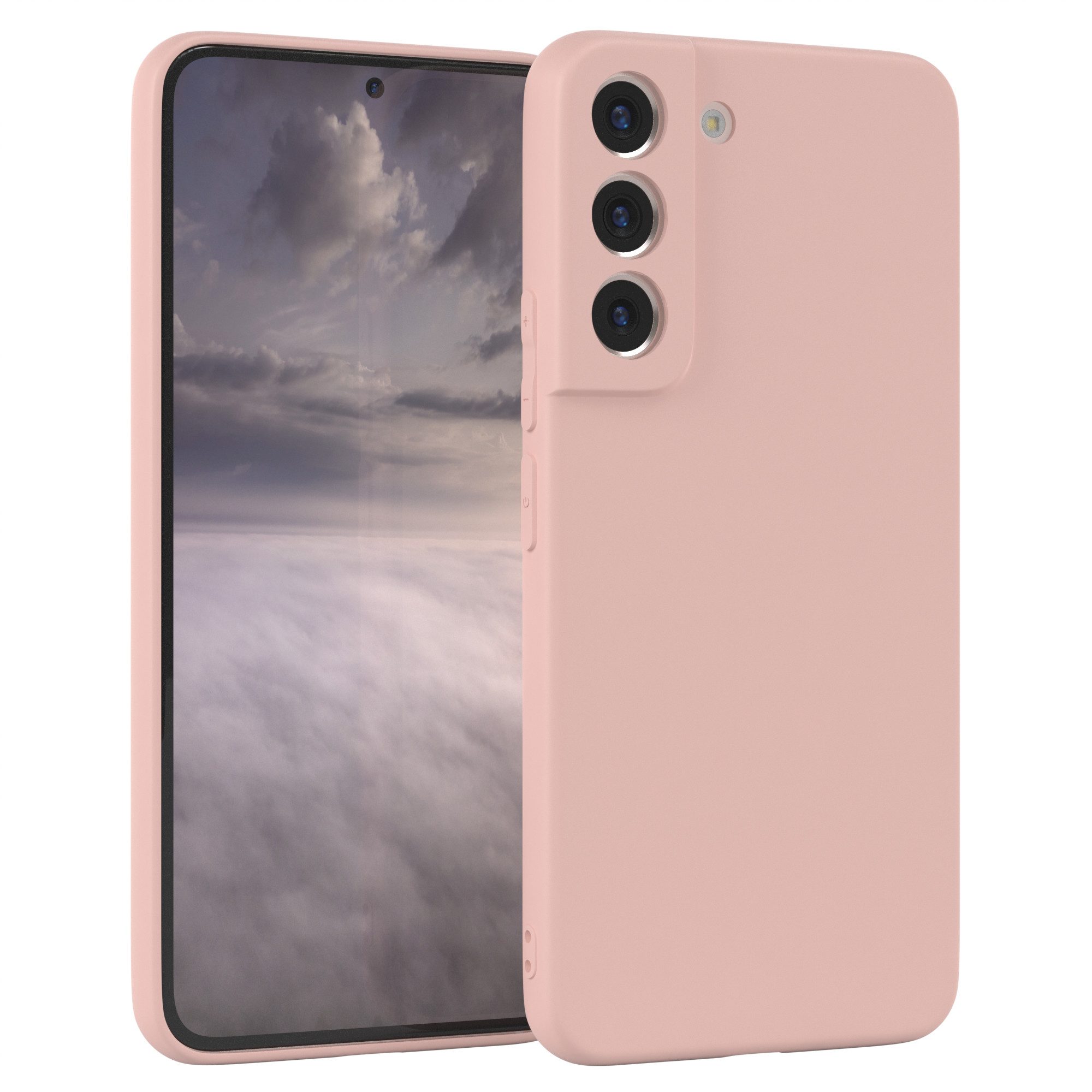 EAZY CASE Handyhülle für Samsung Galaxy S22 5G Hülle Silikon 6,1 Zoll, Hülle mit Kameraschutz Bumper Case silikonschutzhülle Rosa / Altrosa