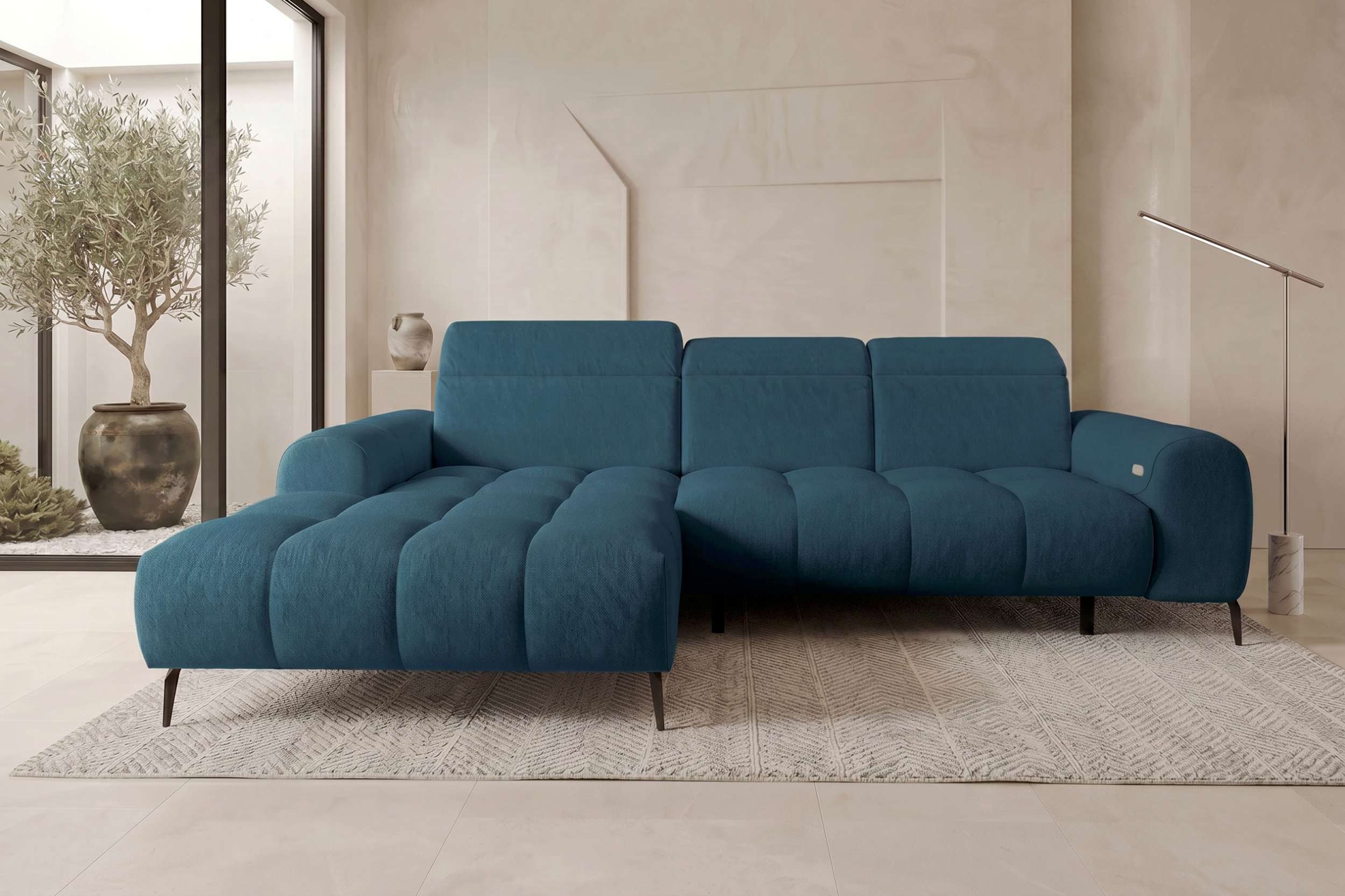 Sofa Dreams Ecksofa Couch Kairo L Form in Stoff, Ecksofa, L-Form, Kopfteilverstellungen