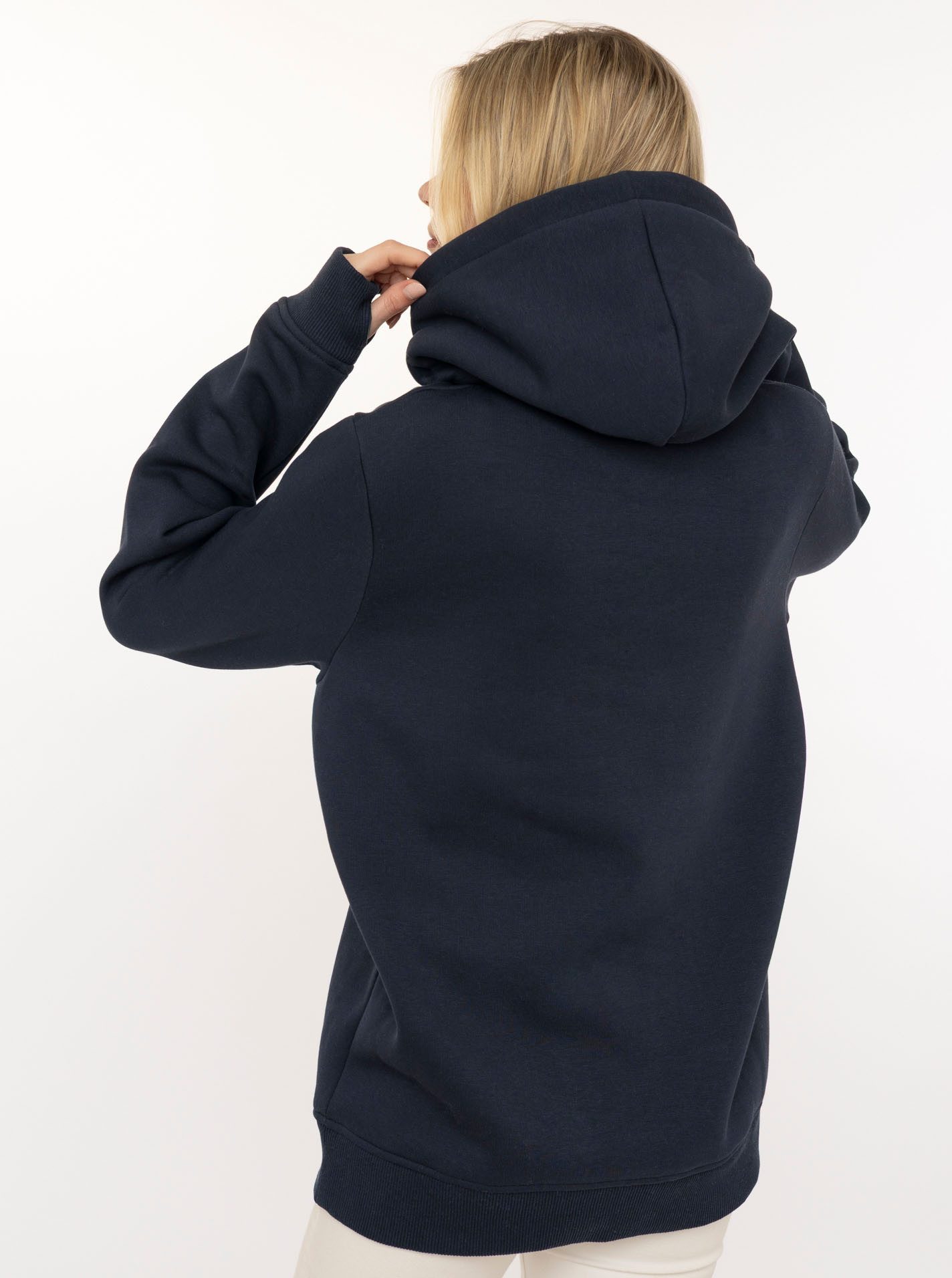 Zwillingsherz Hoodie "Love Yourslef" runde große Frontstickerei, farbige Kordel, Kängurutasche – Bild 3 von 5