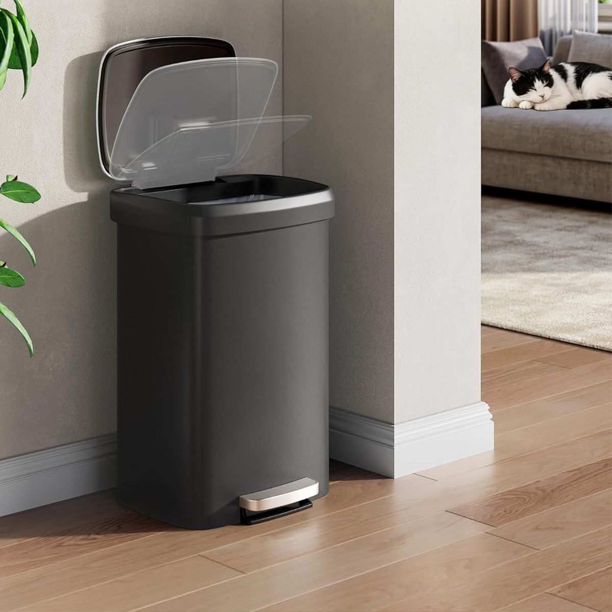 GarveeMore Mülleimer 50L Edelstahl-Mülleimer, soft-close, platzsparend, KÜCHE