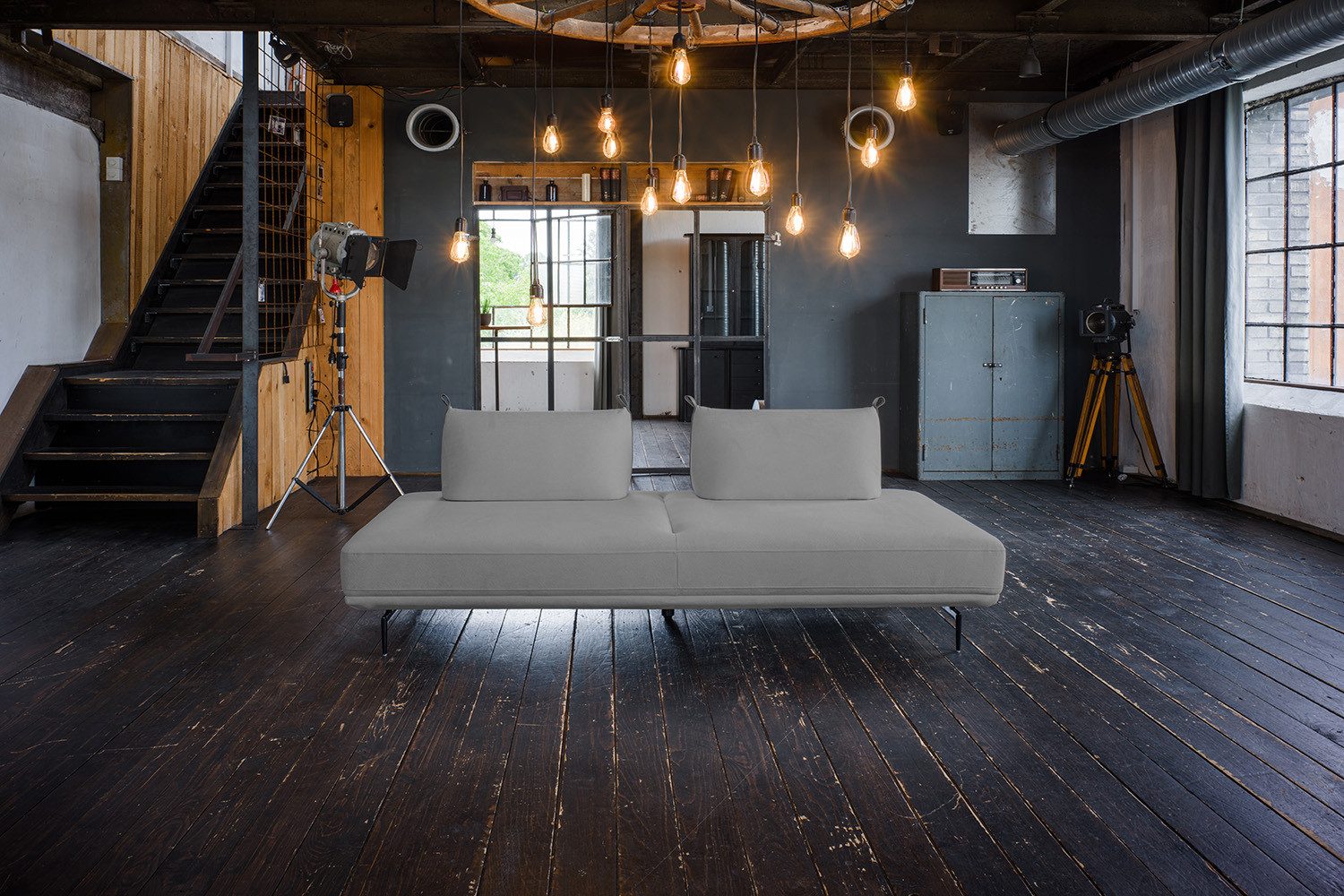 KAWOLA Schlafsofa CANE, Daybed Stoff, mit oder ohne Armlehnkissen, 210x100 cm