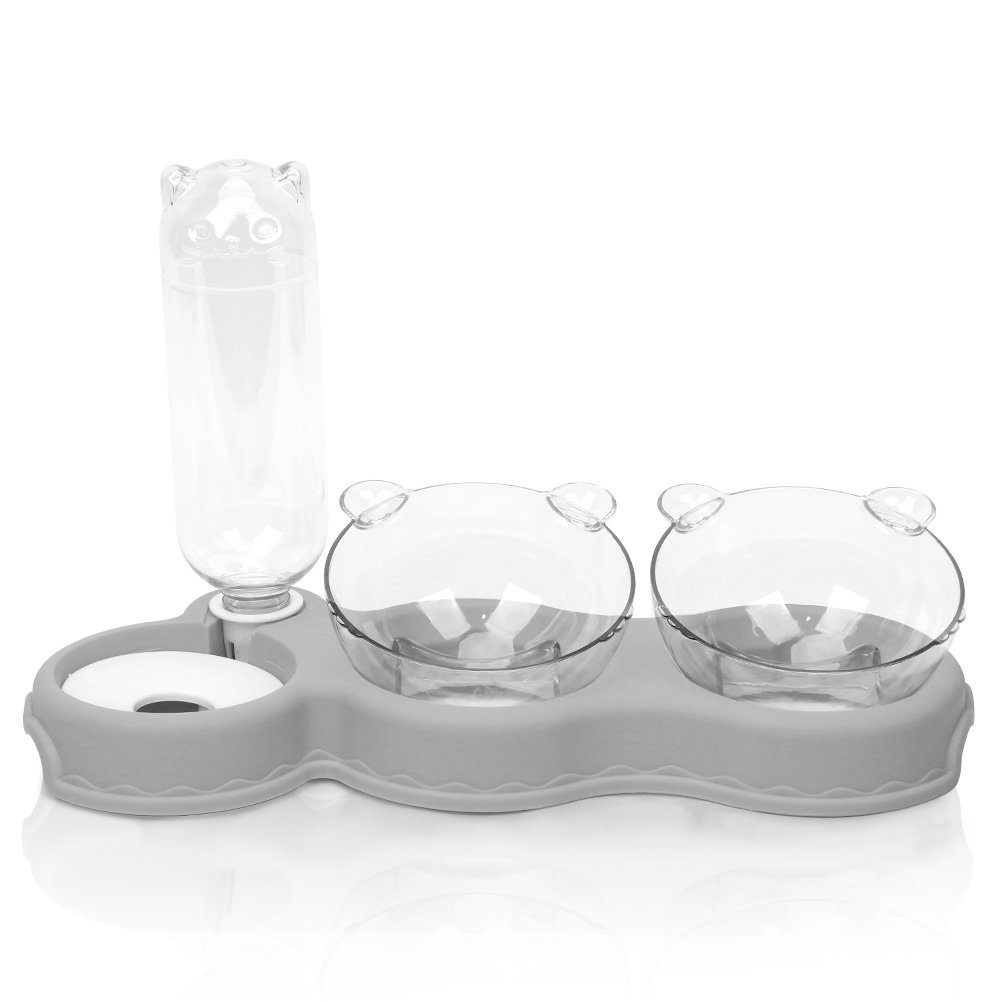 OSTWOLKE Futternapf Katzennapf 15° Kippbare Fressnapf 3 in 1 Katzen Napfset Futterstation, Kunststoff, für Katzen und Kleine Hunde