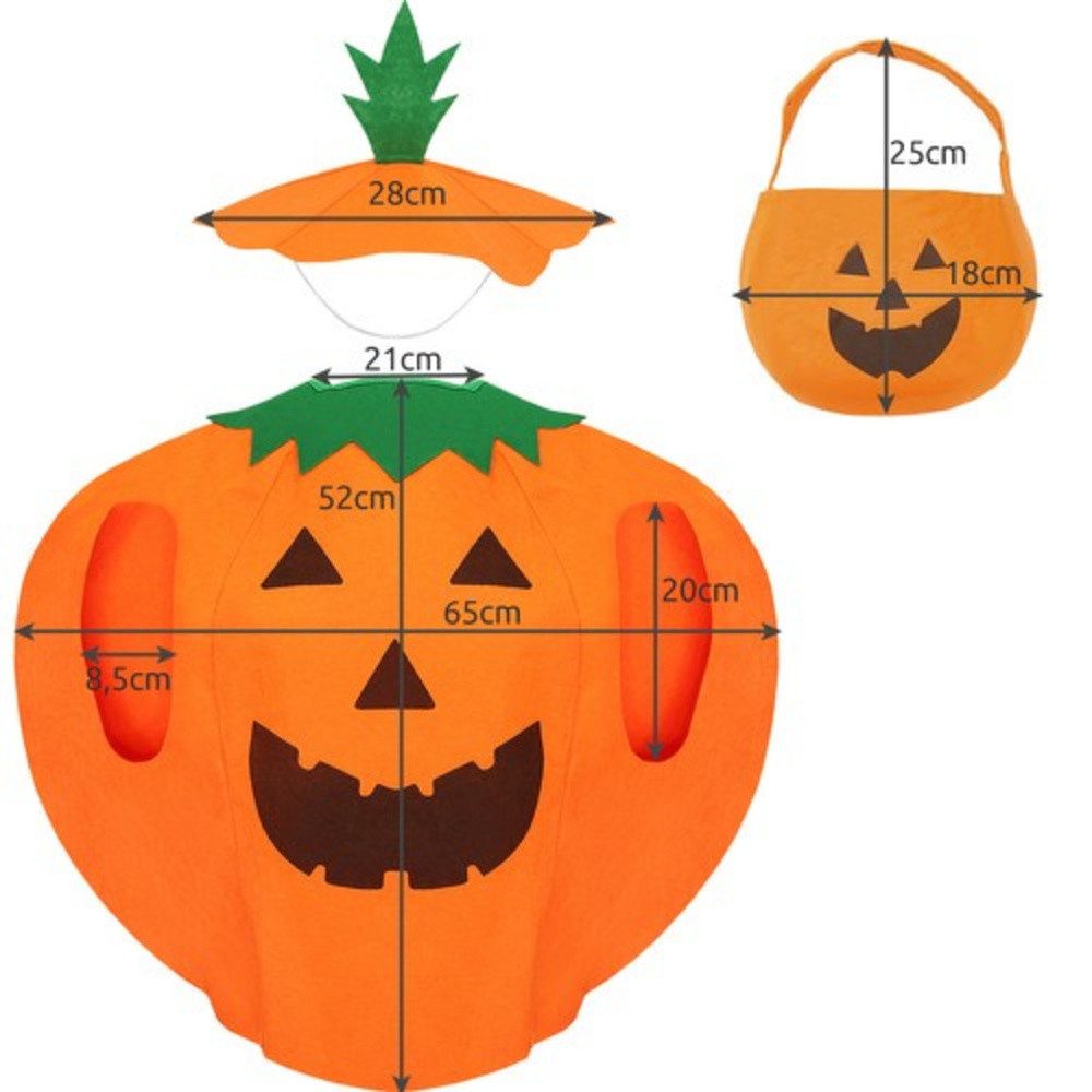 KRUZZEL Lebensmittel-Kostüm Kürbis Kinderkostüm Fashing, ideal für Halloween, Karneval oder Mottopartys