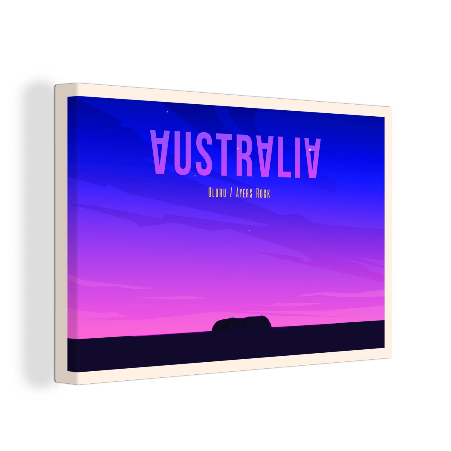 Illustration Aufhängefertig, Wandbild Uluru OneMillionCanvasses® des in Wanddeko, Leinwandbilder, (1 Australien, St), Leinwandbild 30x20 cm