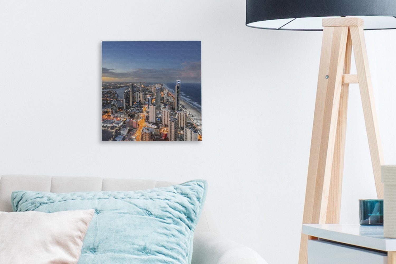Australien, St), Leinwandbild Schlafzimmer Leinwand (1 der von Bilder Küste für in Abenddämmerung Wohnzimmer Brisbane OneMillionCanvasses® über