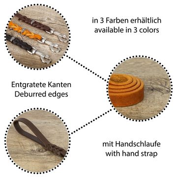 CopcoPet Hundeleine Fettlederleine mit Handschlaufe verchromt, Robust, nachhaltig, Naturprodukt