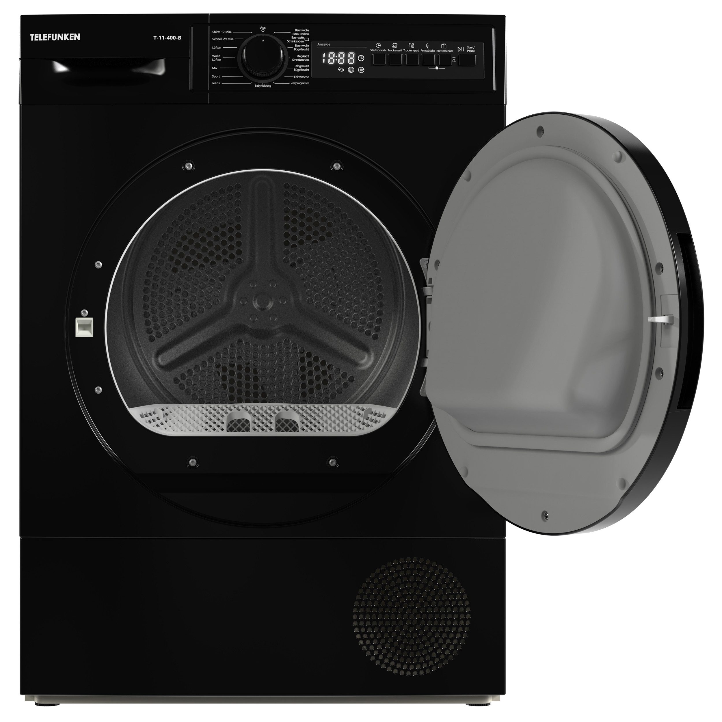 Telefunken Kondenstrockner T-11-400-B, Trockner mit 15 Programmen, Startzeitvorwahl & Knitterschutz, 7kg