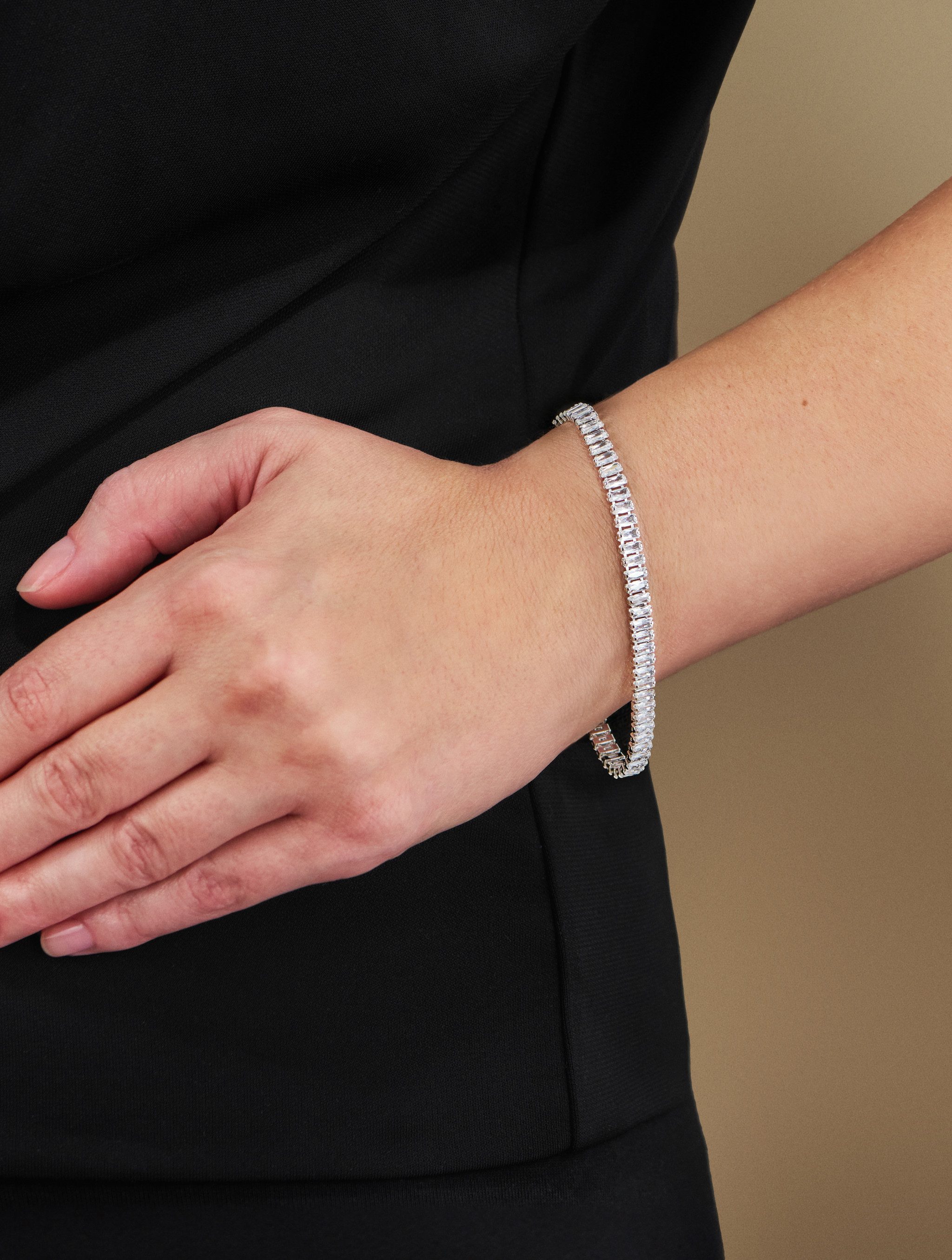 Schöner-SD Tennisarmband Glitzerarmband Kristallarmband Strass Armband 925 Silber, mit Zirkonia (synth)