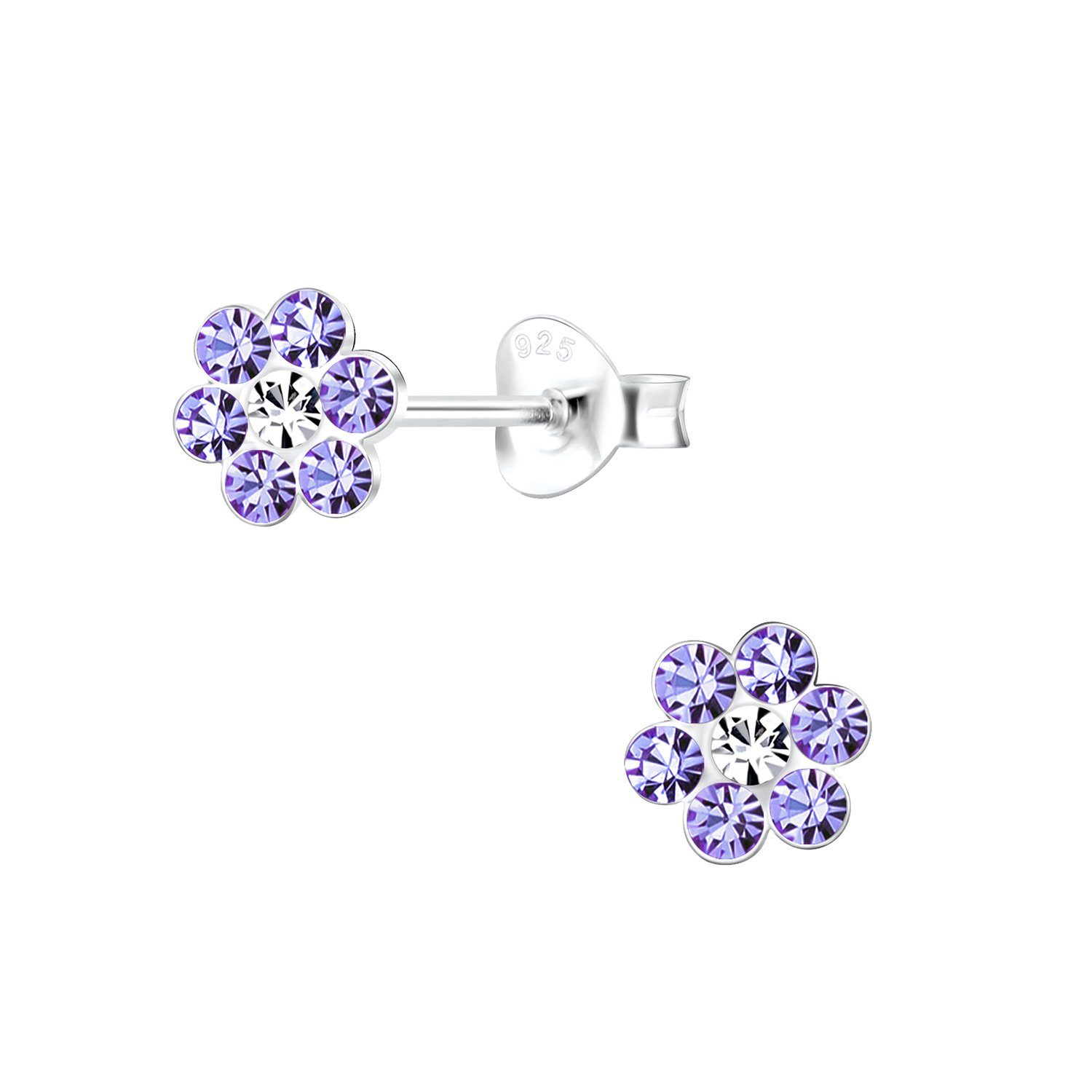 ALEXANDER YORK Paar Ohrstecker BLUME Kristall amethyst, 2-tlg., 925 Sterling Silber