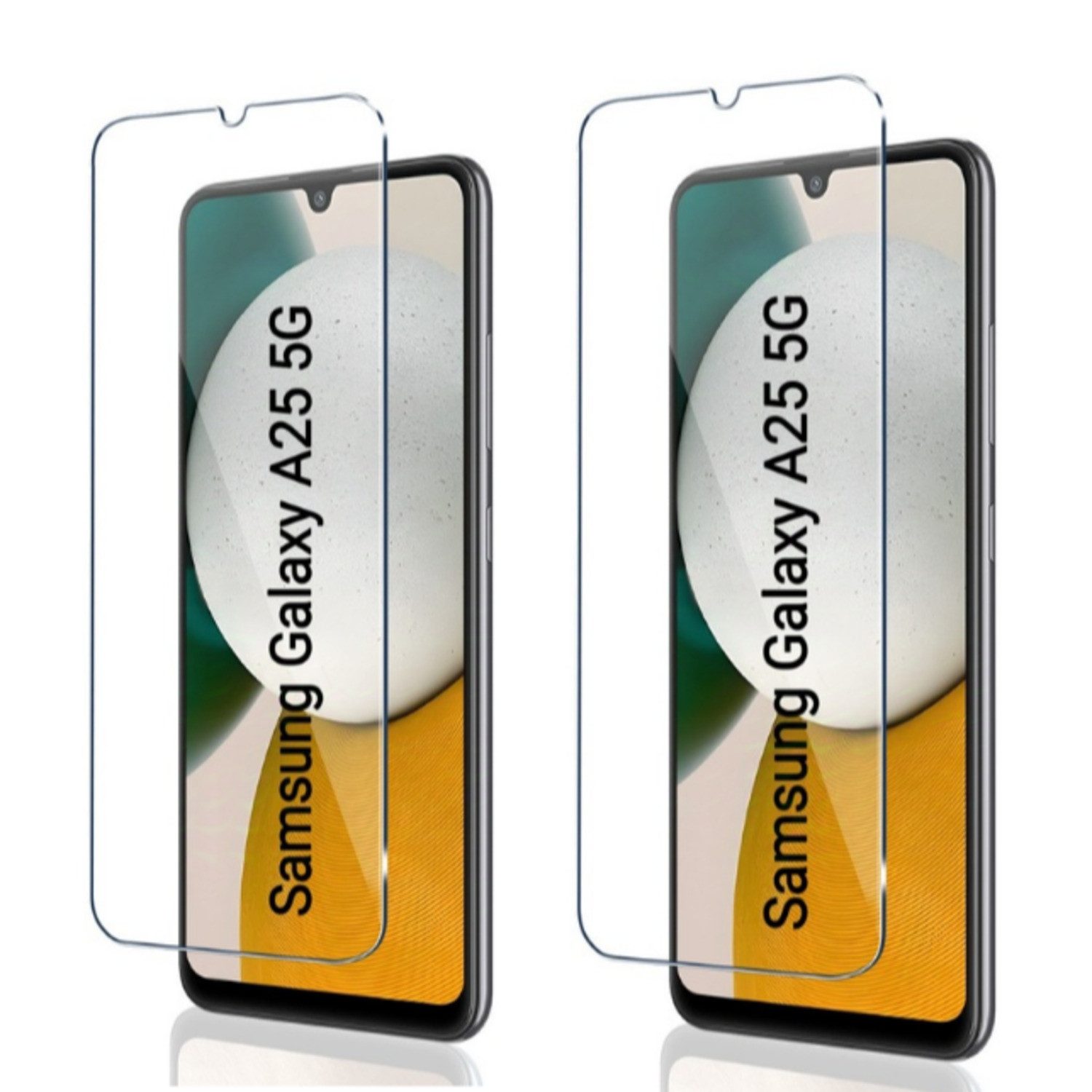 CLM-Tech Displayschutzglas 2x Schutzfolie für Samsung Galaxy A25 5G - Panzerfolie für Samsung Galaxy A25 5G, Samsung Galaxy A25 5G Panzerglas Folie - Anti-Fingerabdruck und kratzfest -, 2 Stück, Unterstützt Fingerabdruck-ID