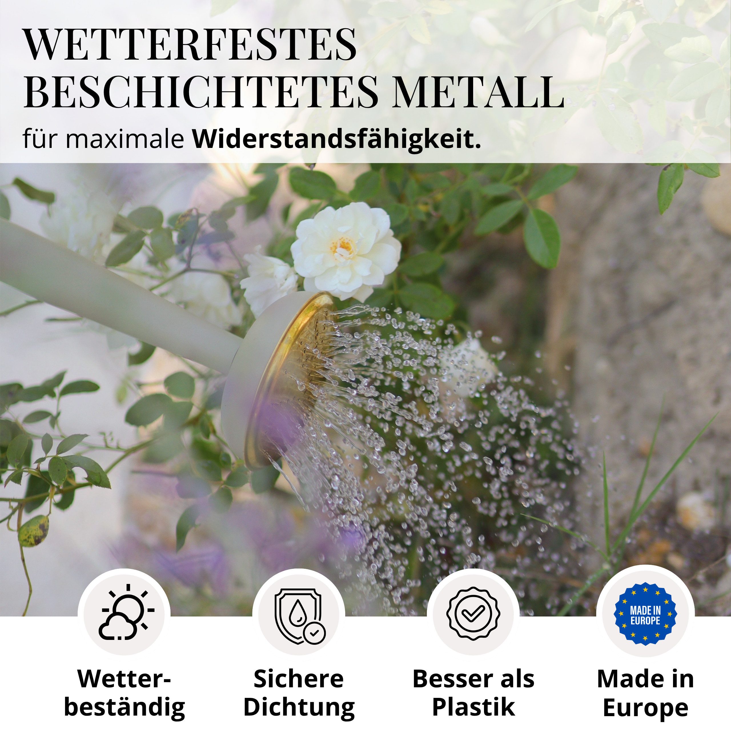 LIVLIG Gießkanne 10L, Gießkanne Vintage, Giesskanne Metall (Die Gießkanne wird mit einem abnehmbaren Gießkopf geliefert), aus verzinktem Metall mit matter Pulverbeschichtung