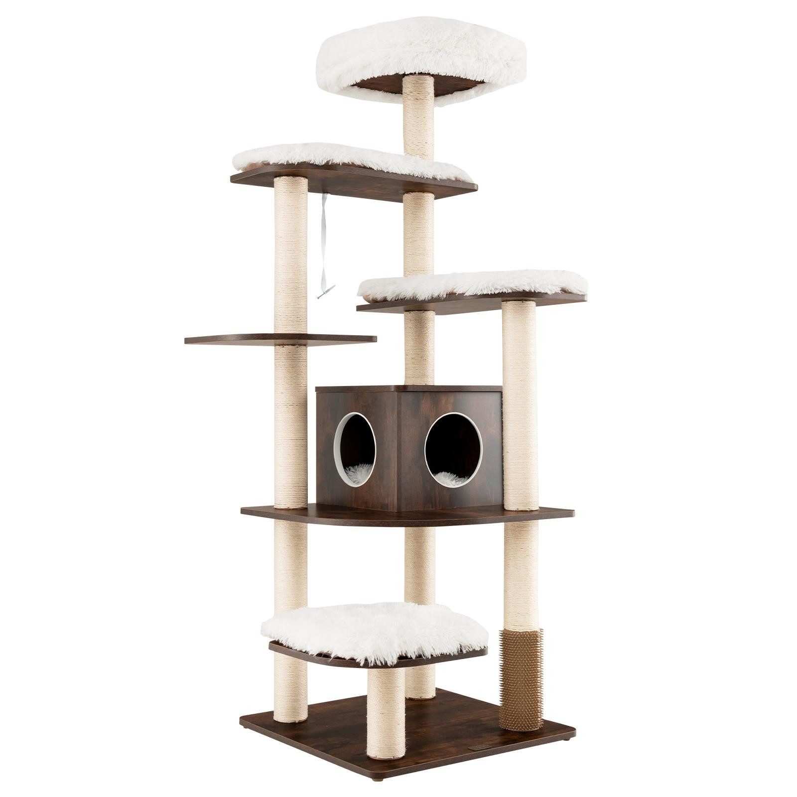 KOMFOTTEU Kratzbaum Katzenbaum Spielbaum Kletterbaum, mit 6 Plattform, 175cm