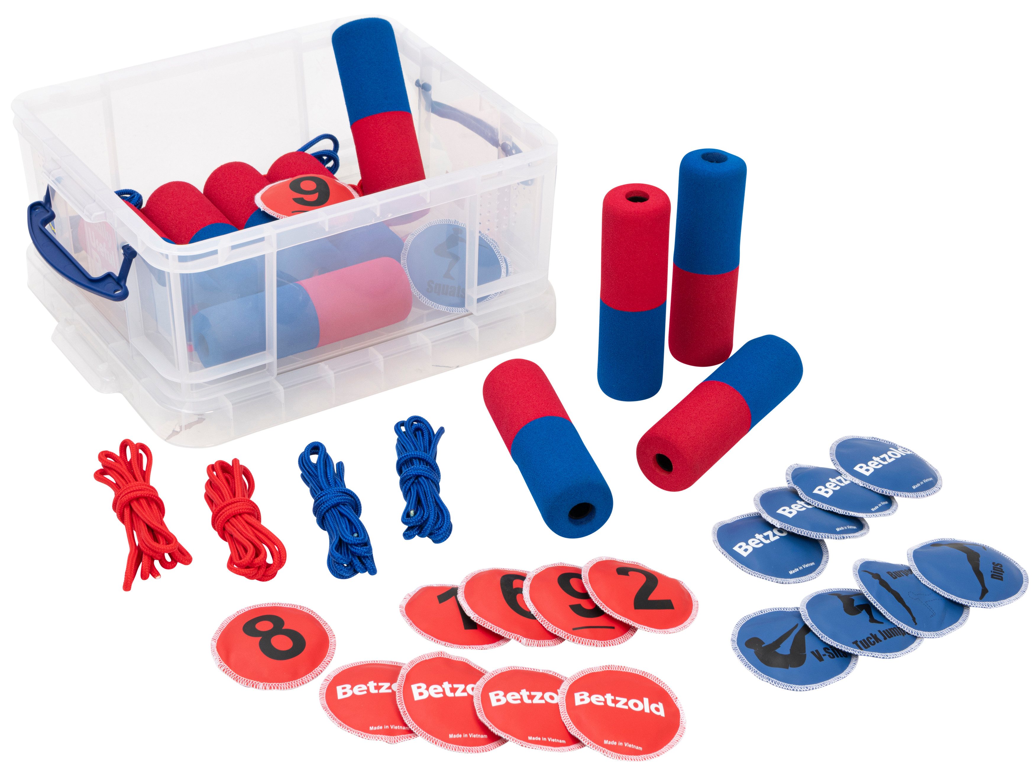 Betzold Outdoor-Spielzeug Teamspiel-Set - Gymnastik- und Geschicklichkeitsübungen für Kinder, Kunststoff