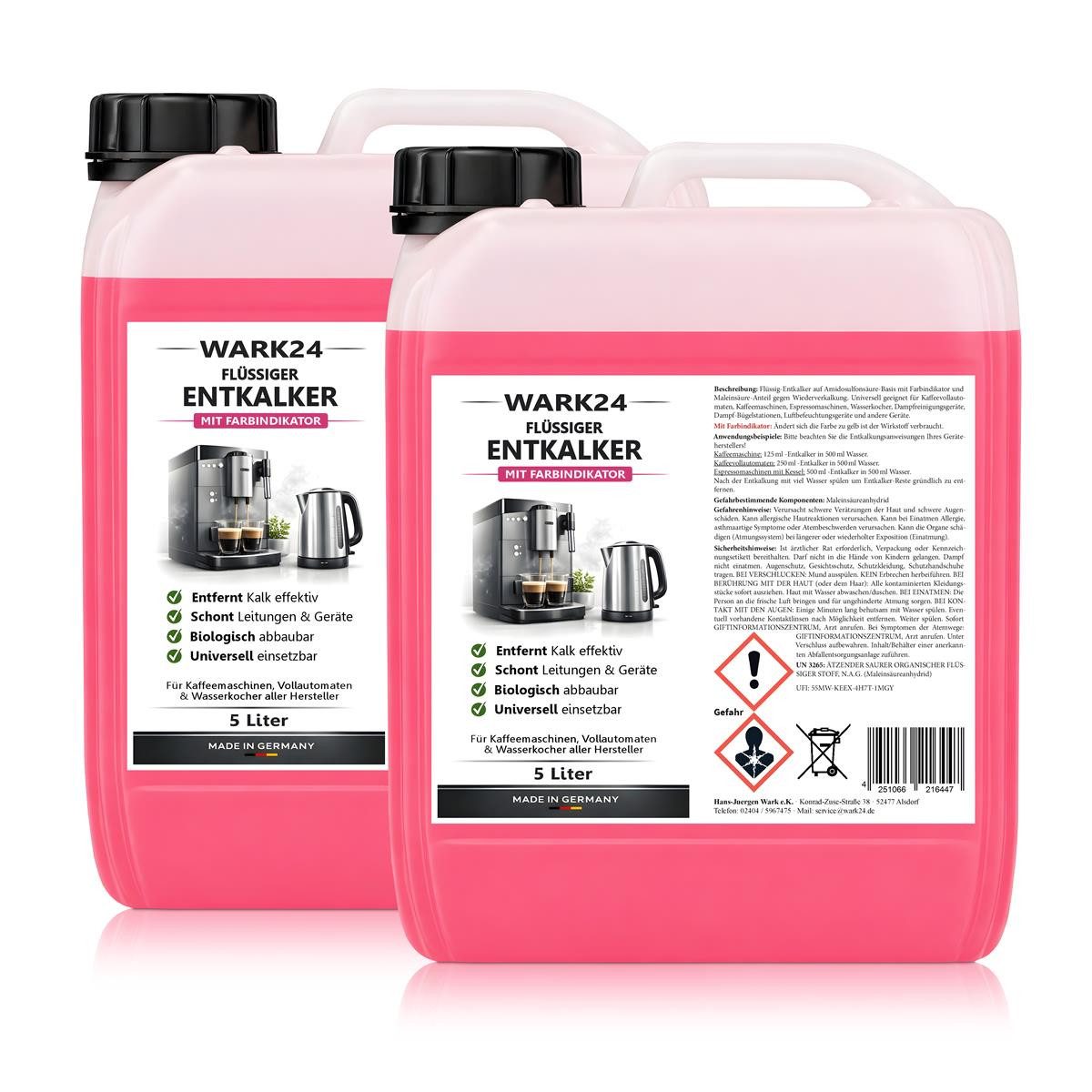 Wark24 Flüssig Entkalker 5 Liter für Kaffeevollautomat wie Saeco uvm. Entkalker