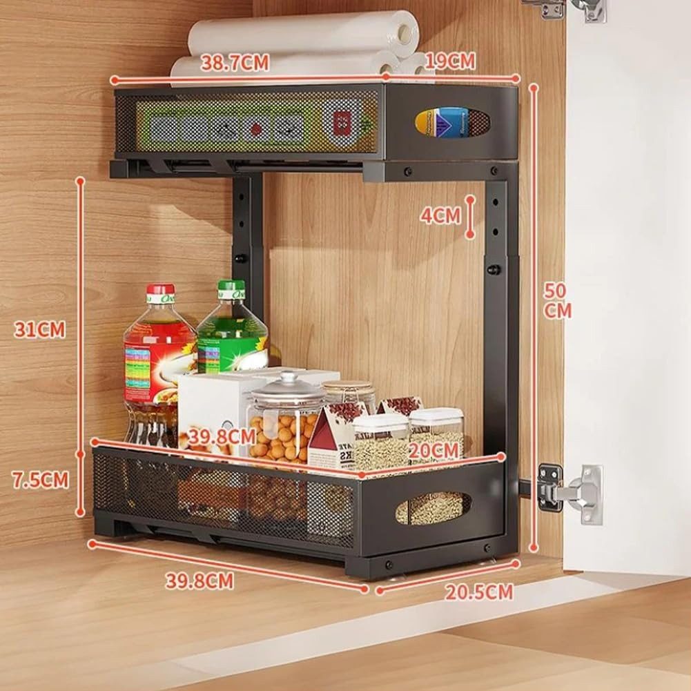 GarveeMore Küchenregal Kohlenstoffstahl unter Spüle Speicher Pull-Out Schub günstig online kaufen