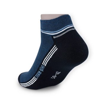 Die Sockenbude Sneakersocken DENIM (Bund, 4-Paar, mit Piqué-Bund) blau grau schwarz