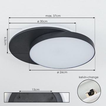 hofstein Außen-Deckenleuchte moderne Deckenlampe aus Metall/Kunststoff in Schwarz/Weiß, LED fest integriert, Lichtfarbe änderbar über Schalter, unterschiedlich schaltbar, IP54