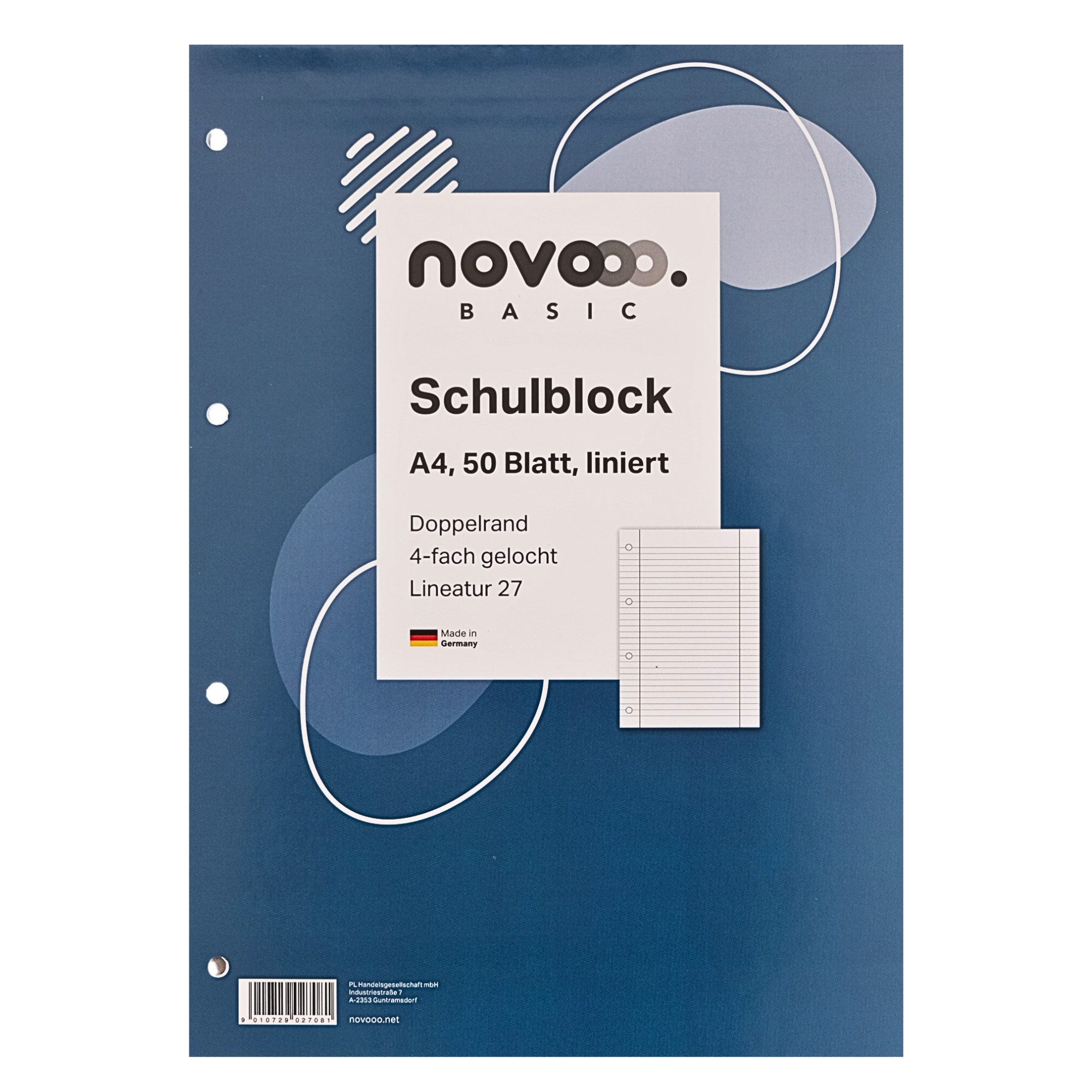 NOVOOO Notizblock 10 x Schreibblock A4 LINIERT Notizblock College Block 70g/qm, 50 Blatt, Made in Germany, PREMIUM